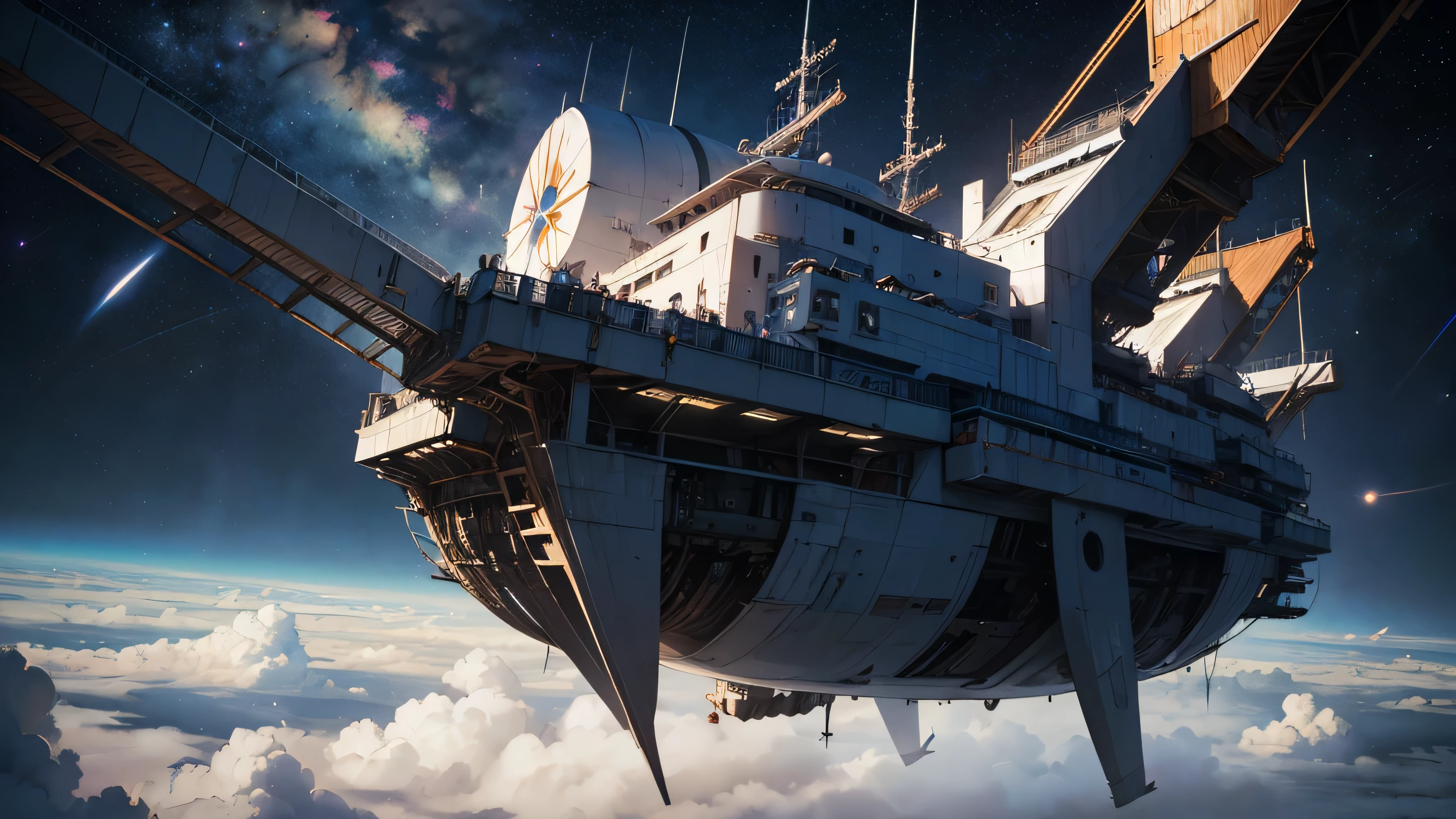 (masterpiece, best quality: 1.2),HD,Ultra-clear,8k,(high resolution),((low saturation)),wide angle,The giant space station of the future,(advanced),cloudy day,stellar,Light effect,greg rutkovsky,Unreal Engine,james gurney,Art Space Station,Highly detailed matte,bright color scheme,clean background,Far corner,(Futurism),gear,CG,,chip,Sea of glass,((cross)),redeem,Kingdom of God,Enlightenment,(Extreme Quality),visual feast,FOG,asymmetrical,shocking,big occasion,firefly,gem,sacred,gigantic fear,Under the weather,Beautifully,Parts accurate,wallpaper,(No more than three colors),epic,Thank God,pray,epic,(extreme lines),arms,sacred的灵魂,(mechanical aesthetics),perfect composition,An Astonishing,Heaven,No exaggeration,beautiful,advanced的颜色,(white),castle,footsteps,black hole,(advanced感),niche aesthetic,(architecture),spaceship,attack,