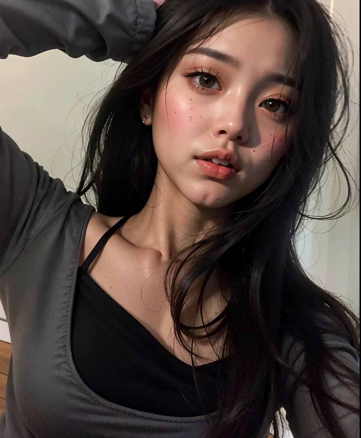 Jennie BlackPink com longos cabelos pretos e uma tatuagem no peito, jennie blackpink, beautiful asian, jennie blackpink, asian face, asian women, 18 anos de idade, young cute wan asian face, young asian, 22 anos de idade, Southeast Asian with round face, jennie blackpink asiática, asian features, linda jovem coreana, jennie blackpink face