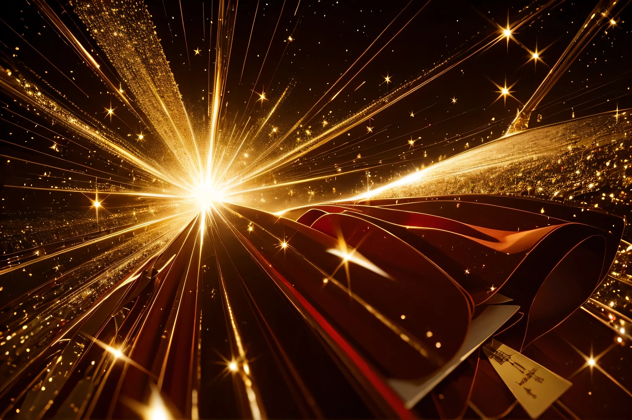 The red envelopes fly, the light sparkles, (gold).