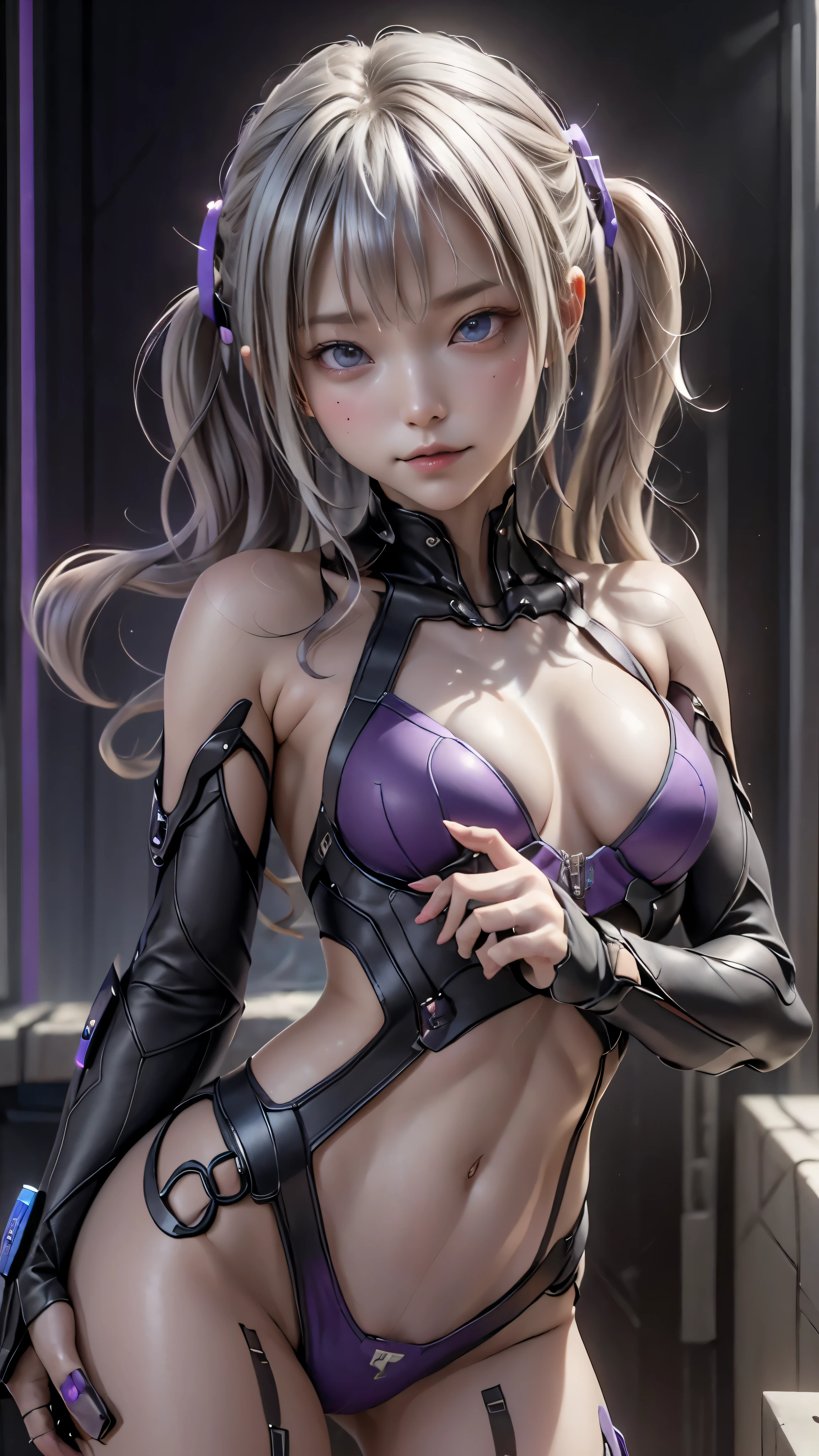 ((highest quality)), ((masterpiece)), (be familiar with:1.4), 3D, beautiful cyberpunk woman image,nffsw(high dynamic range),ray tracing,NVIDIA RTX,super resolution,unreal 5,scattered below the surface,PBR texturing,Post-processing,anisotropic filtering,written boundary depth,maximum clarity and sharpness,multilayer texture,Albedo and specular maps,surface shading,Accurate simulation of light-matter interactions,perfect proportions,octane rendering,two-tone lighting,wide aperture,Low ISO、White balance、Rule of thirds、8,000 students、((straight long hair))(((White and purple clothes)))(((blonde)))(())(())