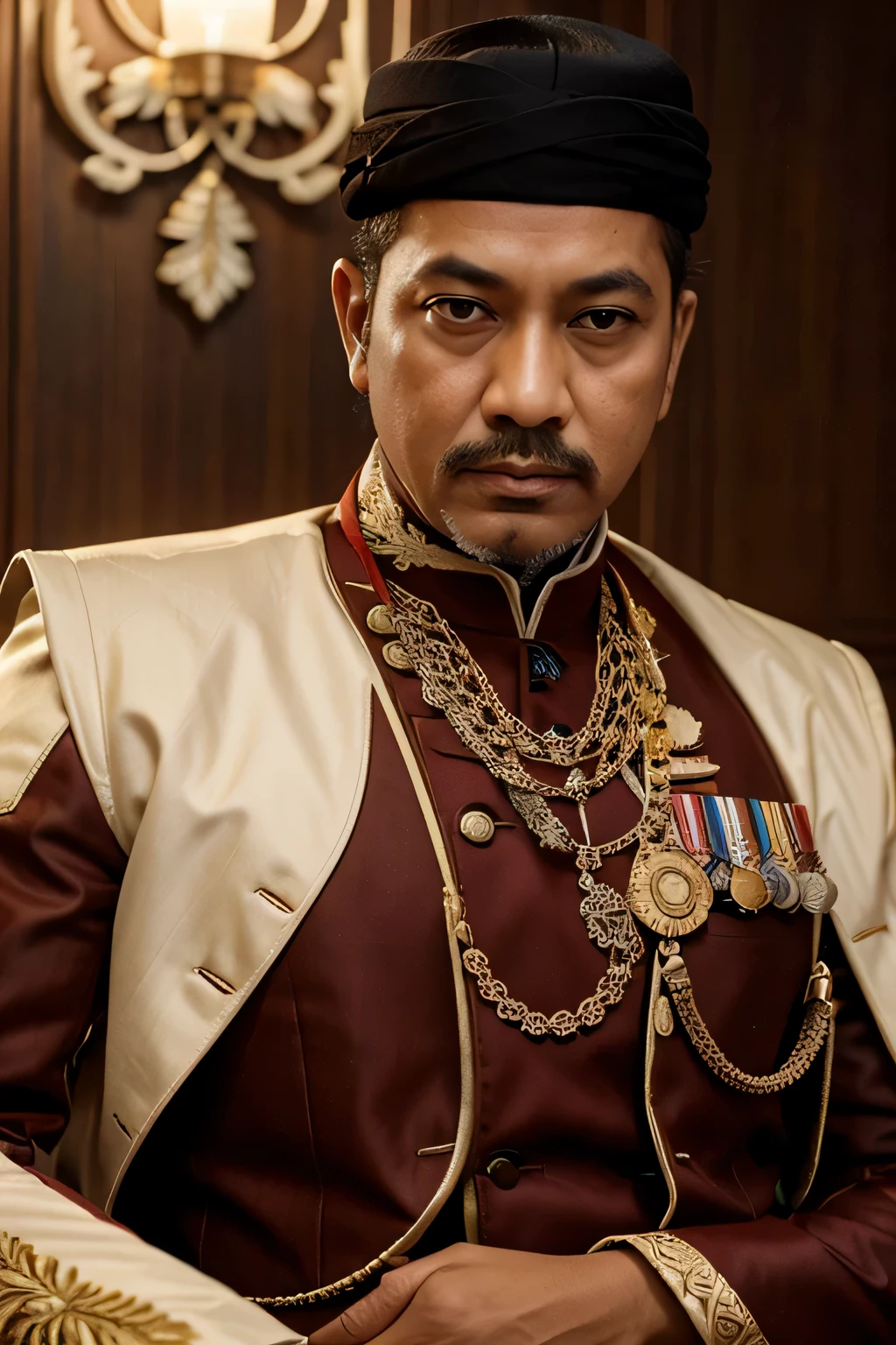 SULTAN KERAJAAN JAWA YANG BERWIBAWA PAKAI PAKAIAN KERAJAAN MATARAM