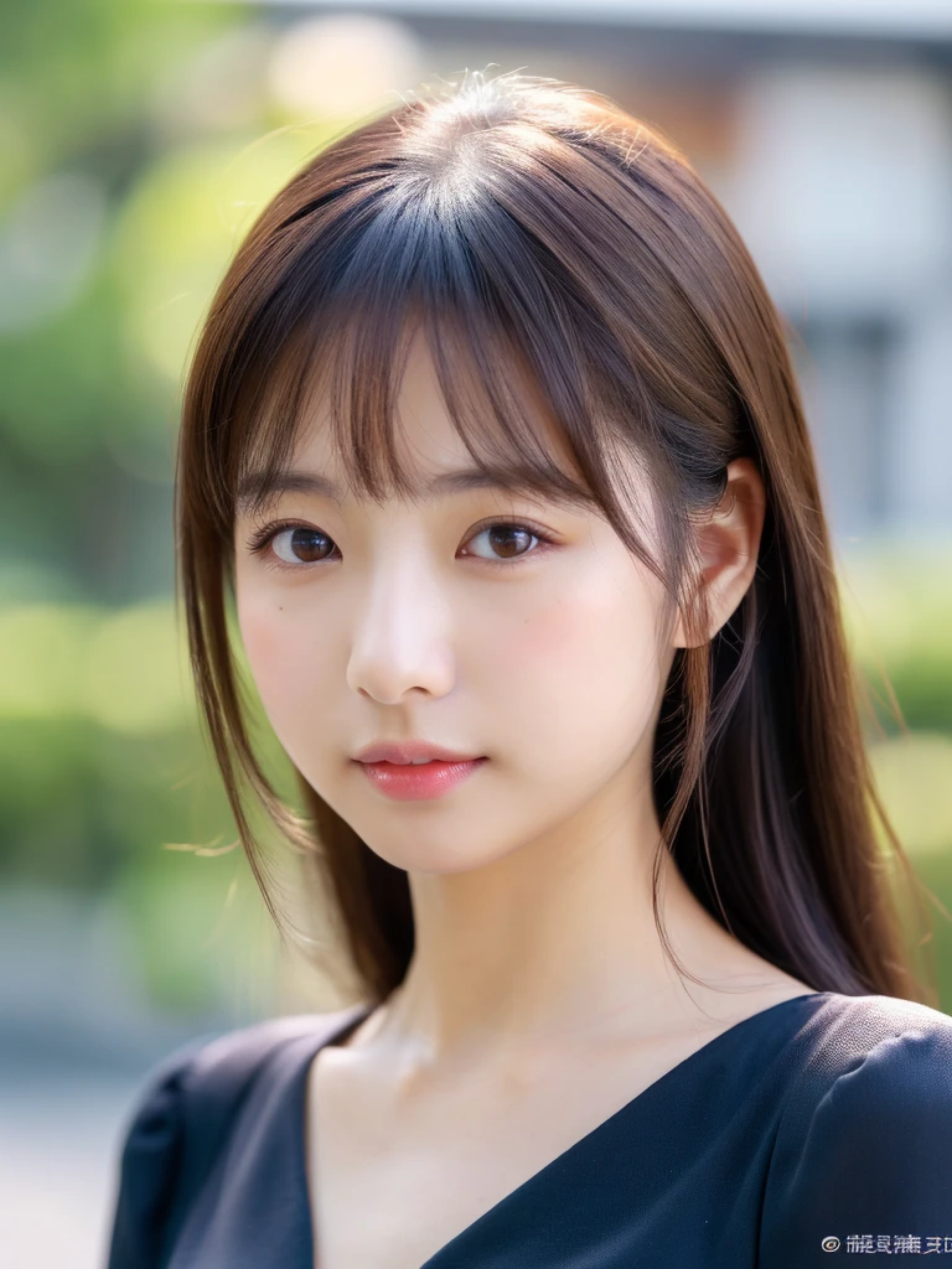 ((cute日本の女の子、beautiful japanese girl、1 girl、19 years old、ponytail、Highly detailed face and skin texture、super detailed face、highly detailed eyes、Lee Hong、blush、close-up of woman、front、 from the neck up、cute、Highly detailed face and skin texture、smooth white skin、Transparent skin texture、))、(dark brown hair)、look at the camera、sharp focus：1.2、beautiful woman with perfect style：1.4、japanese model、young gravure idol、若いcuteグラビアアイドル、Realistic young gravure idol、sophisticated gravure idol、((highest quality、8K、masterpiece:1.5、１photograph))、(4K、RAWphotograph、highest quality)、Place someone on the other side of the screen、Natural light、professional lighting、(realistic、フォトrealistic:1.5)、