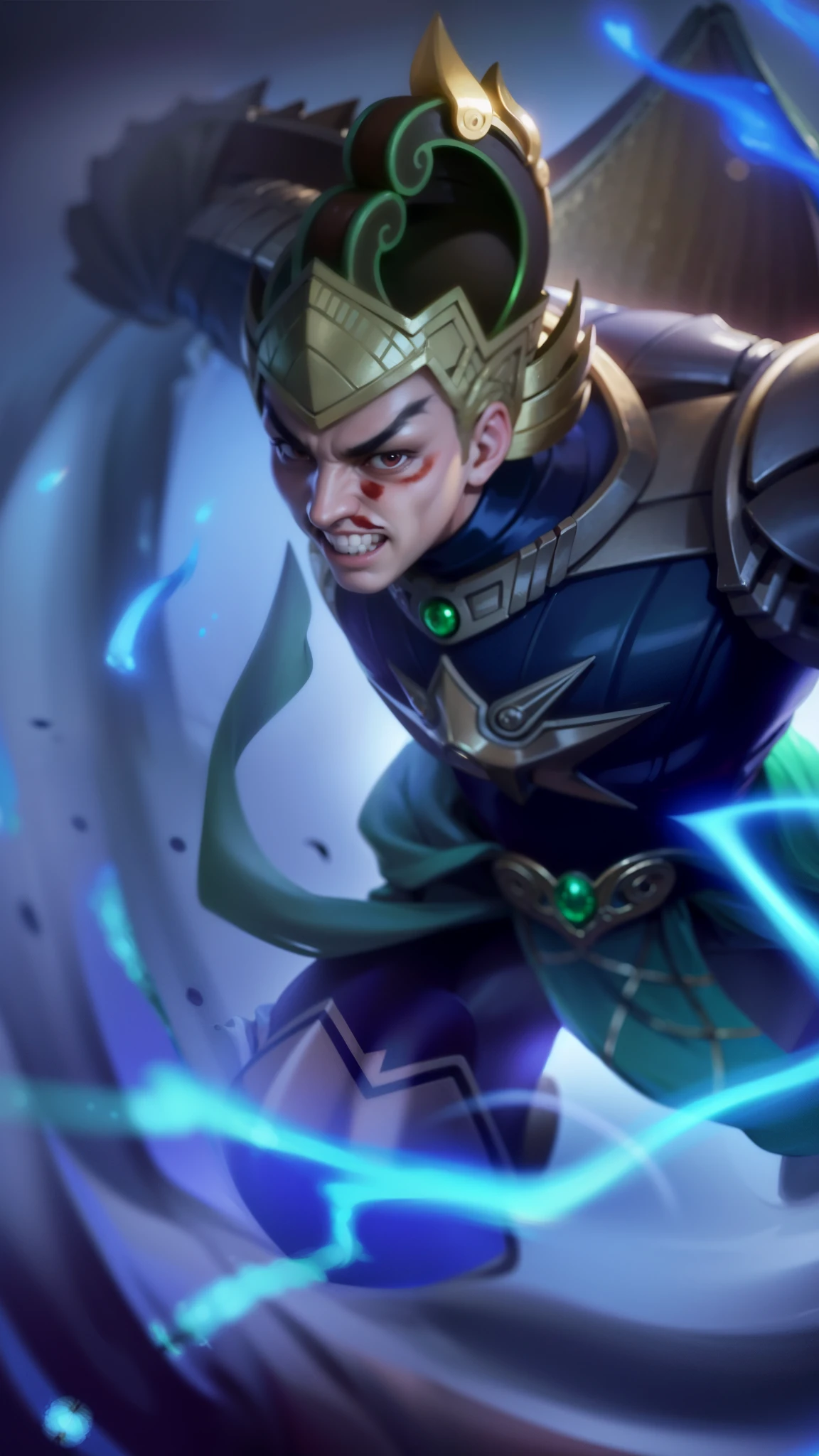 masculine male, masterpiece, ((perfect eyes)) best quality, (semirealism:1.9), beautiful lighting, (extremely detailed CG unity 4k fhd wallpaper), High Detail, Sharp focus, dramatic outdoors, 1 boy ,40 years old, brown short hair, blue eyes, smile, Boy with two big horns, big earrings on ears, elf ear, red eyes, Thick eyebrows, evil smile, grinning,red body, red face, Burning skin, big white belt , 8k , realistic, scary,