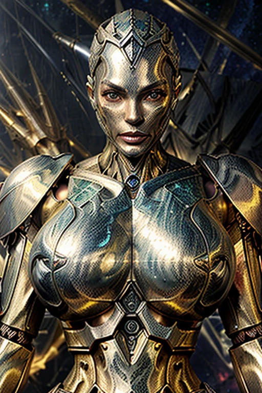 Masterpiece, Mecha warriors with (metallic skin:1.5) in deep space, giga_busty