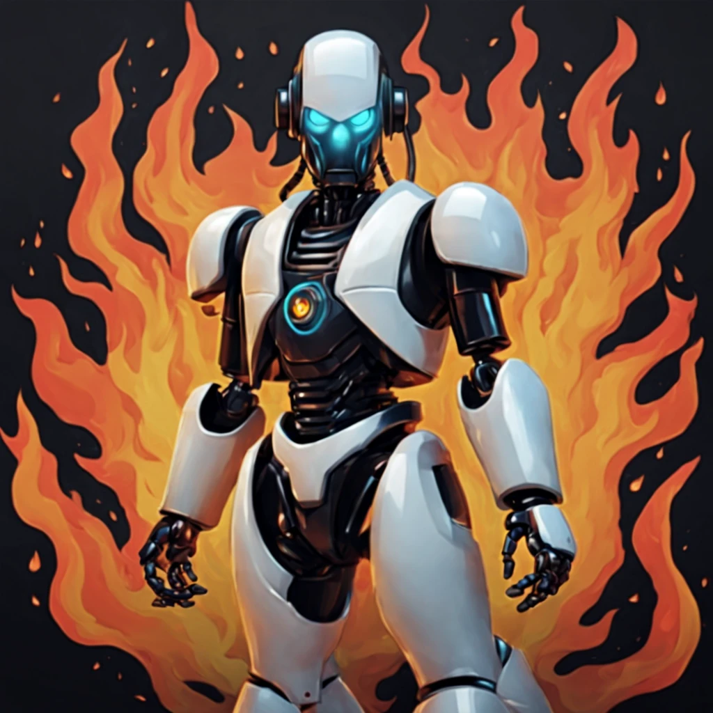 Robowhip Reverend in sticker fire art style