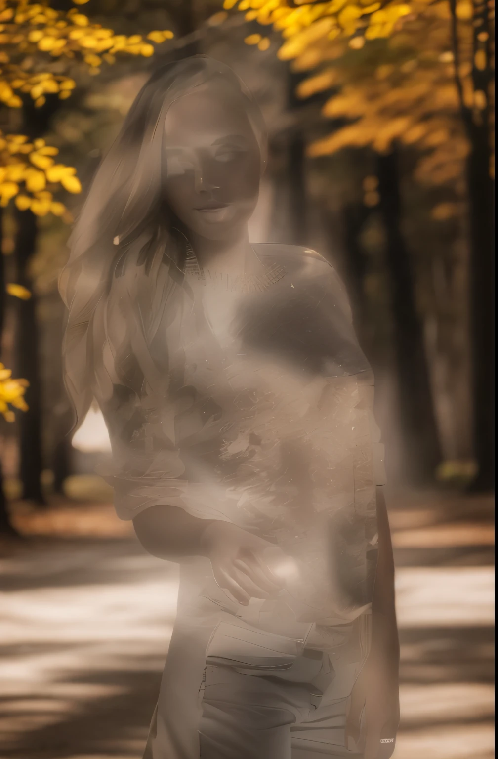 in the autumn park, photography, 8k, realistic, ultra realistic, professional photo, clear focus on the object