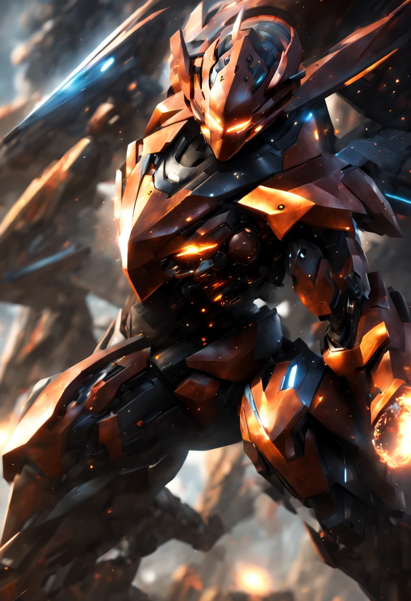 (a futuristic robot:1.1),(mecha warrior),(shiny metallic armor),(glowing blue eyes), (mechanical limbs:1.1),(powerful laser cannons),(jet thrusters:1.1),(futuristic cityscape background),(dystopian atmosphere:1.1),(epic battle),(dramatic lighting:1.1),(dynamic pose),(motion blur),(ultra-detailed),(vivid colors),(sci-fi:1.2)