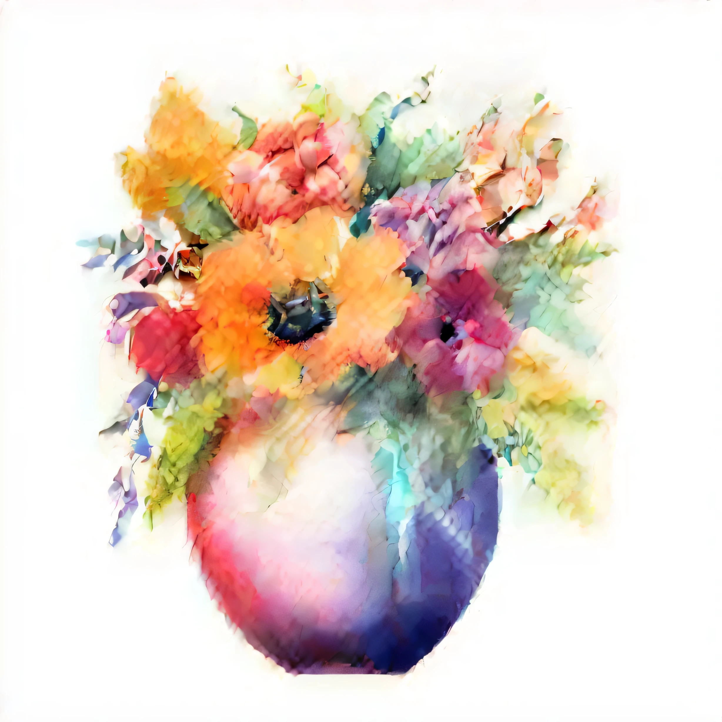 Watercolor-painting-vase-with-flower-leaves