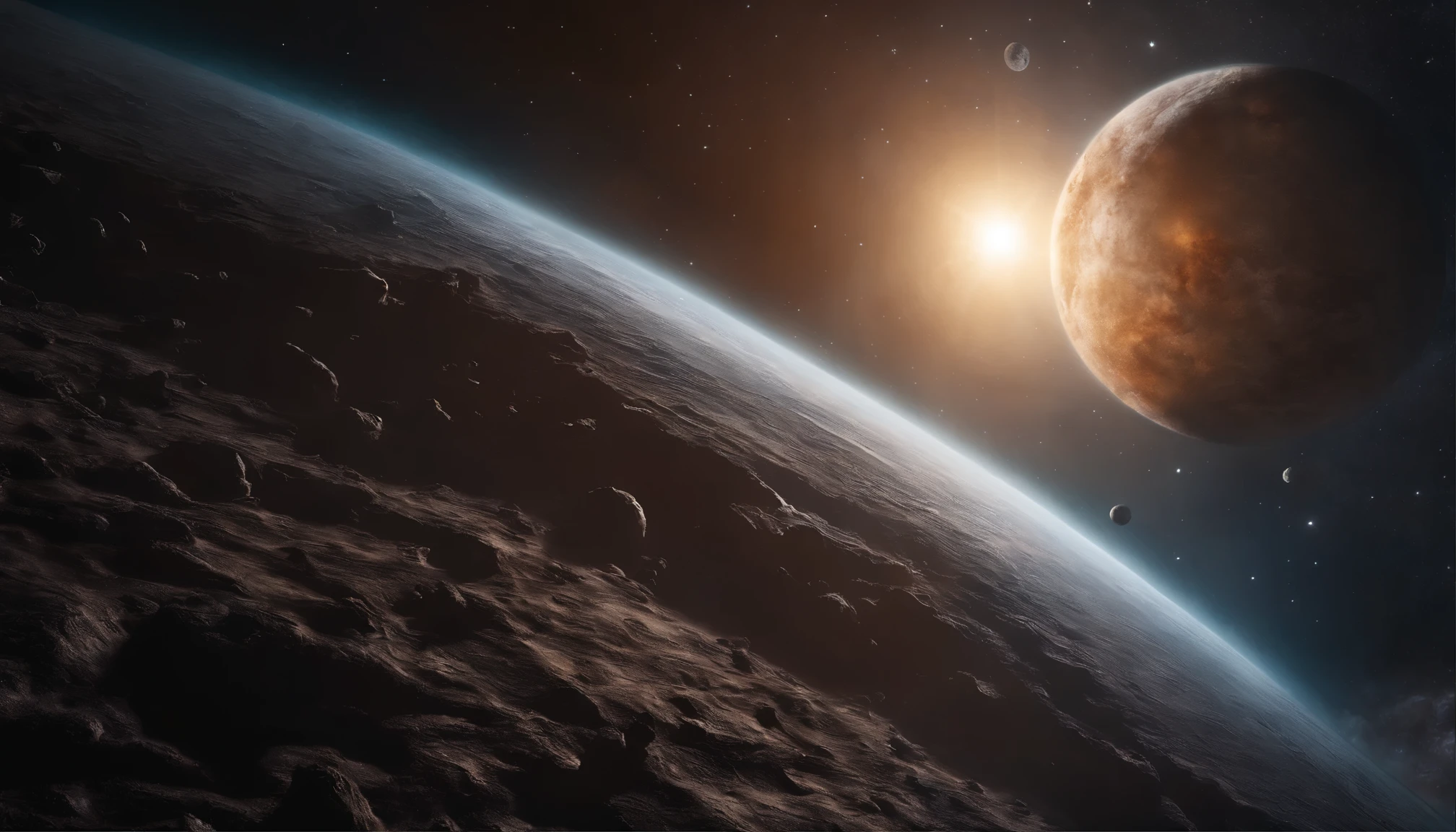 [![Cinematic Space Wallpaper](https://image.freepik.com/free-photo/beautiful-space-background-with-planet-asteroid-field_1303-31558.jpg)](https://image.freepik.com/free-photo/beautiful-space-background-with-planet-asteroid-field_1303-31558.jpg)

Description: This stunning 4K wallpaper captures the beauty of space in cinematic detail. The camera is positioned in the vastness of space, facing a majestic planet in the distant background. Swirling clouds and mesmerizing landmasses adorn the planetary surface, hinting at a world teeming with life and mystery.

In the midground, an asteroid field stretches across the scene, with countless rocky fragments drifting gracefully through the void. Some asteroids sparkle with the reflection of distant stars, while others bear scars of ancient collisions, adding depth and texture to the composition.

The scene is bathed in the soft glow of distant stars, creating a sense of wonder and awe at the sheer scale and beauty of the universe. This wallpaper invites viewers to embark on a visual journey through the cosmic realm, sparking imagination and contemplation of the wonders that lie beyond our world.