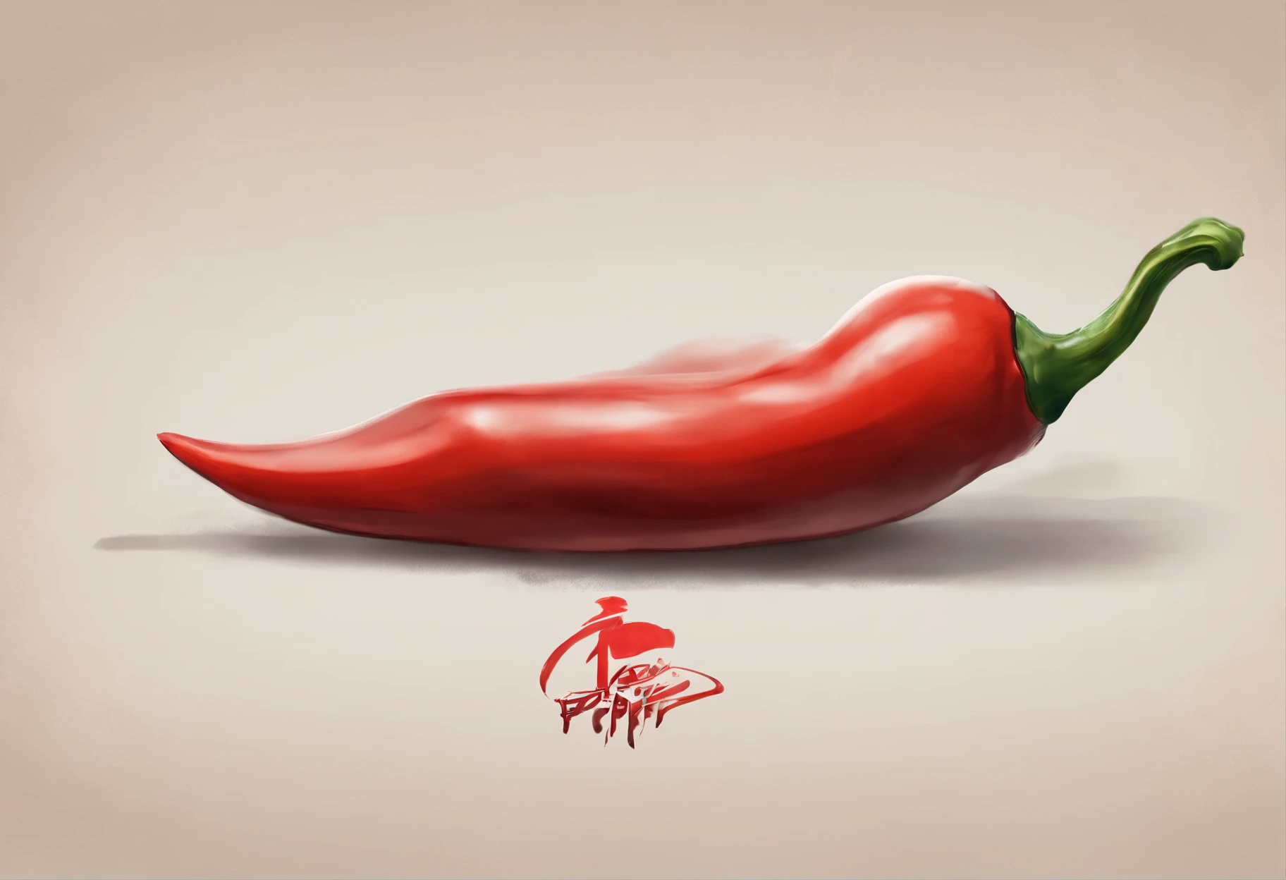Long red pepper,folds , logo,