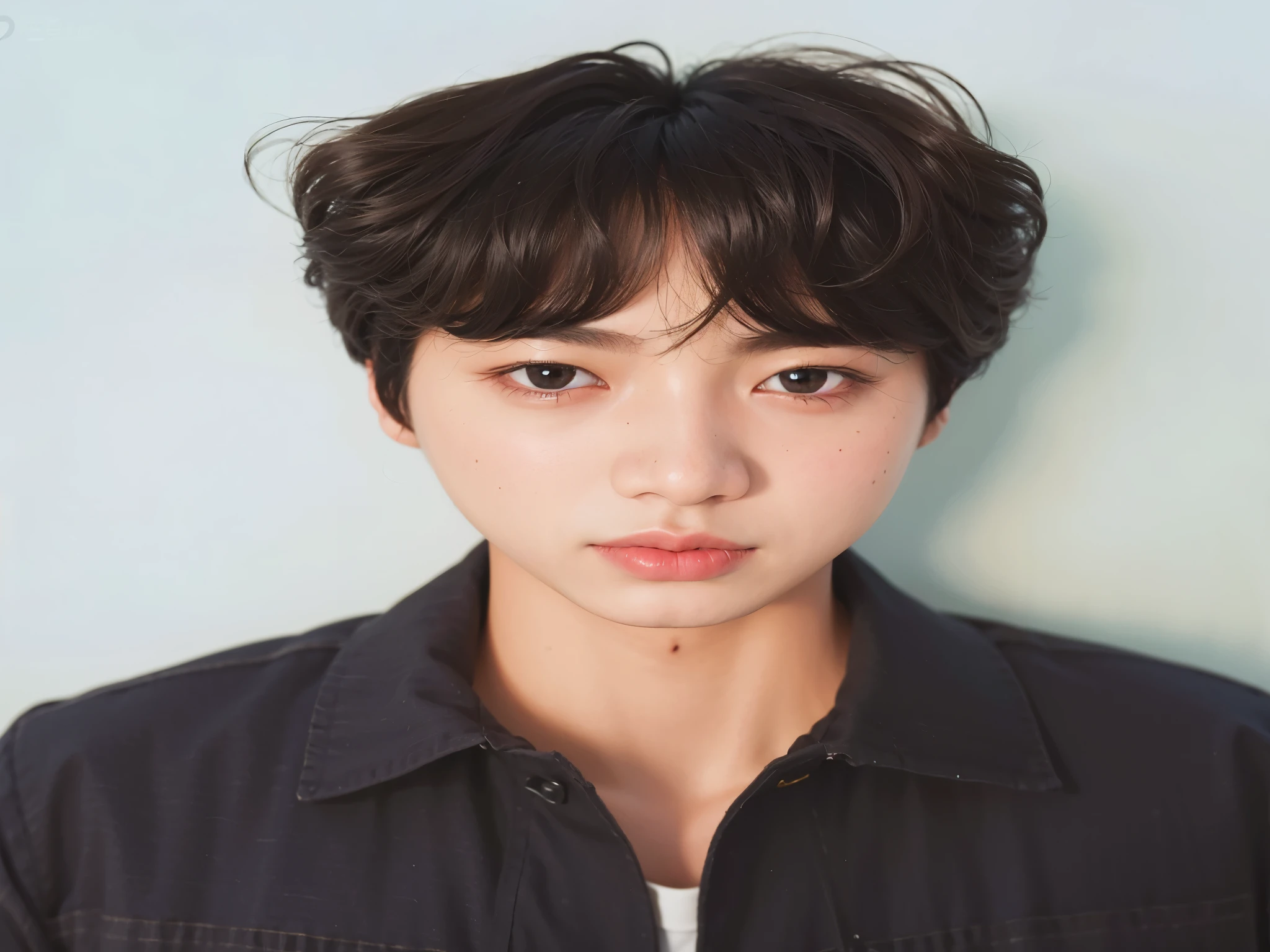 um close up de uma pessoa com uma camisa e uma jaqueta, Kim Doyoung, Jungkook, taejune kim, hyung tae, Jinyoung Shin, com cabelo curto, Sun Yunjoo, Shin Jeongho, kpop idol portrait, adorable and pale korean face, dez lee, Jimin, 1 / 4 shots to the head, profile picture with headshot, foto oficial, Hong junho hyung