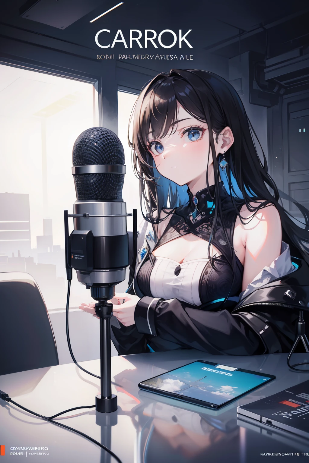 Masterpiece, best quality,
A logo design for the podcast named Carnavepia,
A harmonious blend of text and image,
The title "Carnavepia" elegantly placed below,
A professional microphone as the focal point in the background above,
The microphone displayed with intricate detail and sharp lines,
The Podcast's name written in bold, clear font,
A color palette that evokes a sense of professionalism and creativity,
A design that effectively conveys the essence of a high-quality podcast,
A logo that captures the attention and leaves a lasting impression.