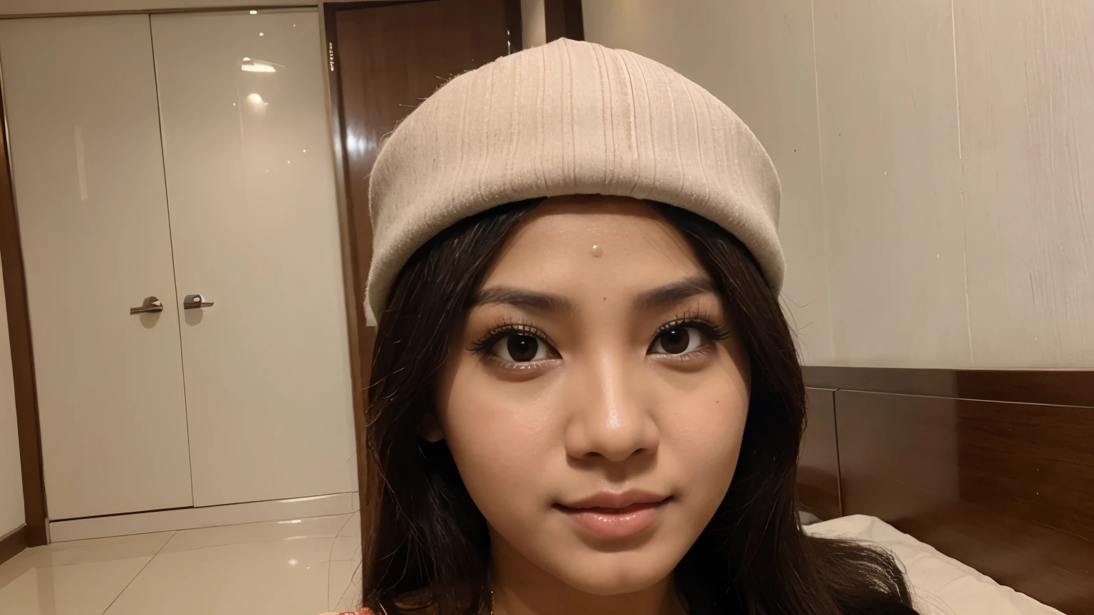 Buatkan gambar wanita dewasa cantik dengan payudara besar,