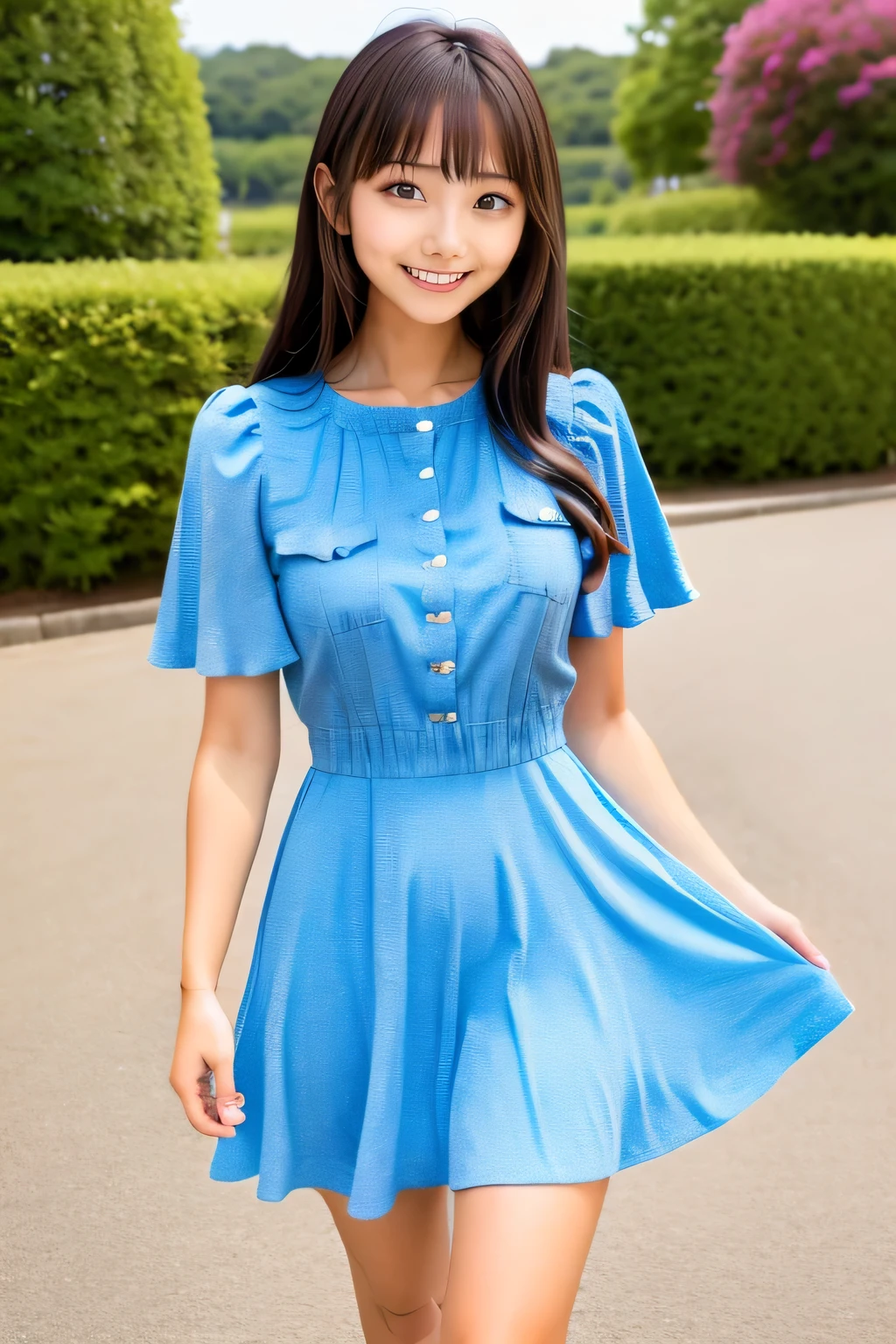 idol costume、dancing, jumping, knit dress, mini skirt , Straight Long Hairstyles, bangs, lips、out makeup、short eyelashes、looking at the viewer、realistic、High resolution、debris flies, highest quality, 8K, Beautiful woman、In detail