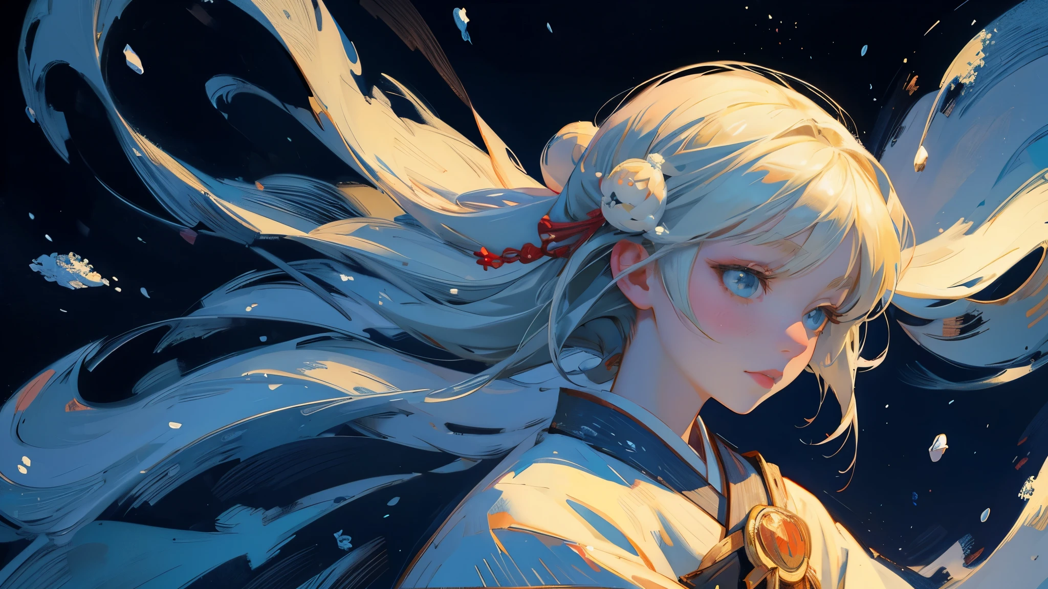 Yuki-una Japanese legend of the snow woman in Van Gogh style with a dark background
