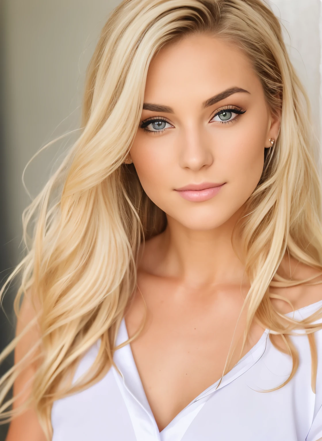 blonde woman with black eyes and long hair posing for a picture, gorgeous young model, soft portrait shot 8 k, beautiful blonde girl, beautiful female model, beautiful young woman, very beautiful young woman, blonde beautiful young woman, beautiful blonde woman, blonde and attractive features, portrait of a beautiful model, photo of a beautiful woman, beautiful model girl, blonde hair and blue eyes