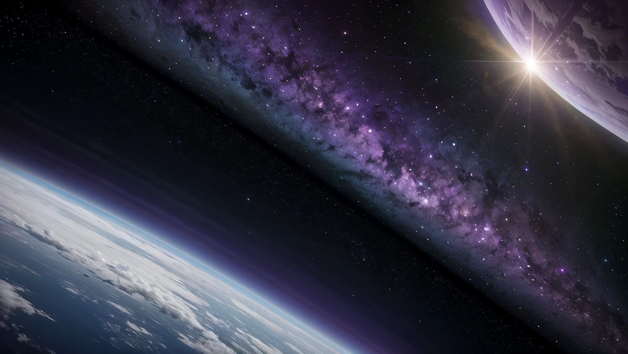 gradient marble wallpaper in space with purple and green accents with colorful stardust