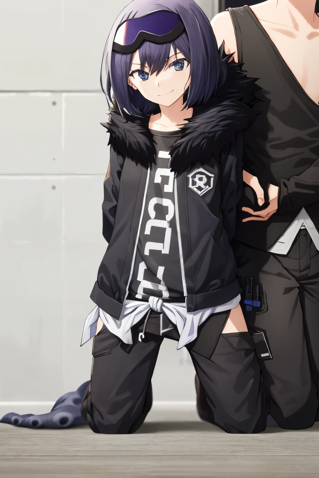 (muste piece,best quality, detailed breasts), indoors of, Looking at Viewer, looking into viewer, 1 girl, solo, whole body, from below, (((((hands tied behind))))), (((((arm behind back))))), Thighs together, sitting on the floor, Wariza sitting down, Wariza,
Original Andreana, 1 girl, solo, The jacket is the jacket, dick tentacles, fur-trimmed jacket, black jacket, black shirt, long sleeves, is pants, gloves, 指のないgloves, black mask, black footwear, concrete floor, concrete wall, basementで, basement, (squat on the floor), enchanting smile,