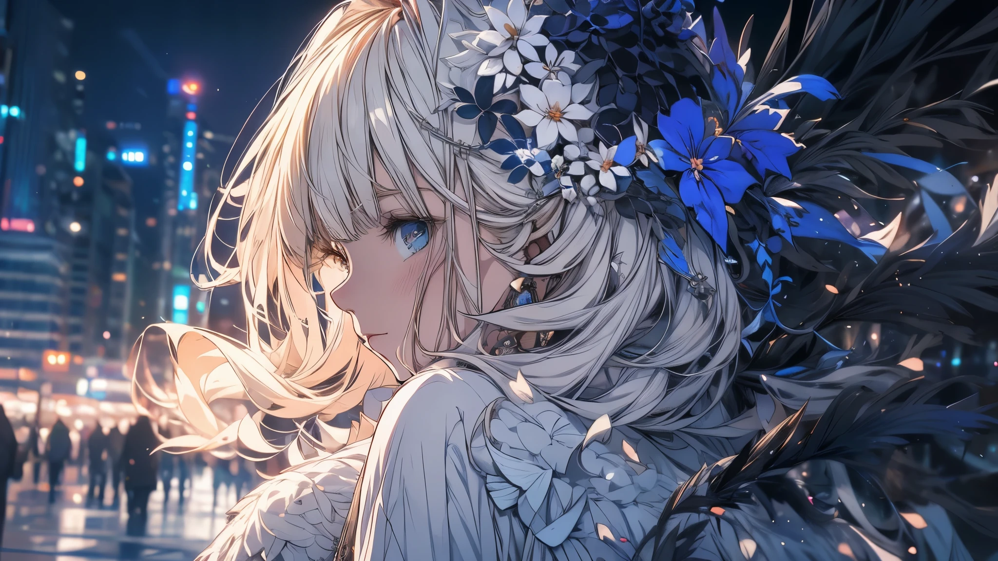 Chica anime con largo cabello blanco y ojos azules parada frente a un edificio., chica con pelo blanco, estilo anime 4k, chica perfecta de pelo blanco, Fondo de pantalla de arte anime 4k, Fondo de pantalla de arte anime 4K, fondo de pantalla de arte anime 8 k, hermoso retrato animado, hermosa chica anime, Fondo de pantalla animado 4K, arte de anime digital detallado, retrato chica anime, hermosa mujer anime