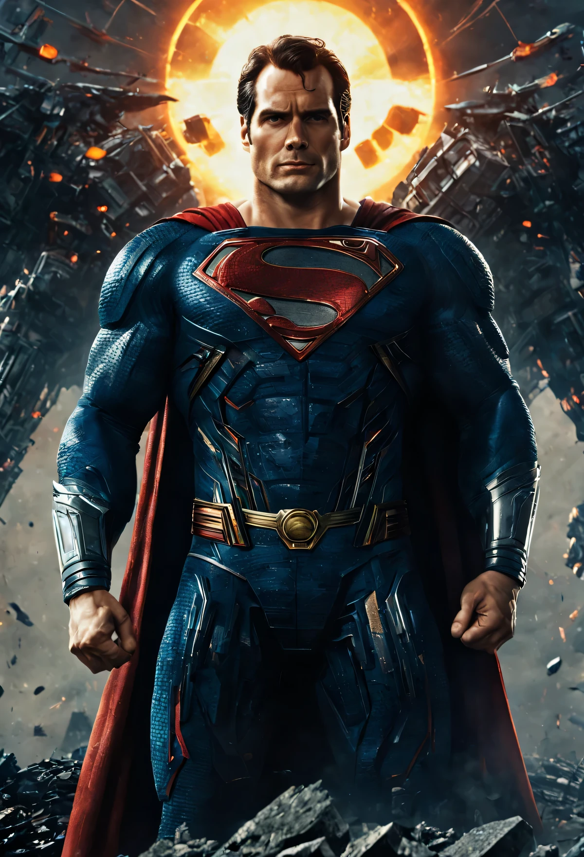 a close up of a superman standing in front of a fire, transformers cinematic universe, wojtek fus, hq 4k wallpaper, transformers : the last knight, in the movie transformers, thertrevkaiser, Henry Cavill as superman, artstation masterpiece, super robot, superman fused with optimus prime, japanese dc live-action movie, hd wallpaper, inspired by Zack Snyder, Henry Cavil so handsome, superman wallpapers hd superman wallpapers hd wallpapers hd wallpapers, superman emerging from the sun, fractal thunder dan mumford, experimental supersoldier, superman pose, glowing in power, dc comics art style, superman, dan mumford. octane render, ultra instinct, super hero art, inspired by Rob Liefeld, super power, dan mumford. 8 k octane render, epic comic book style