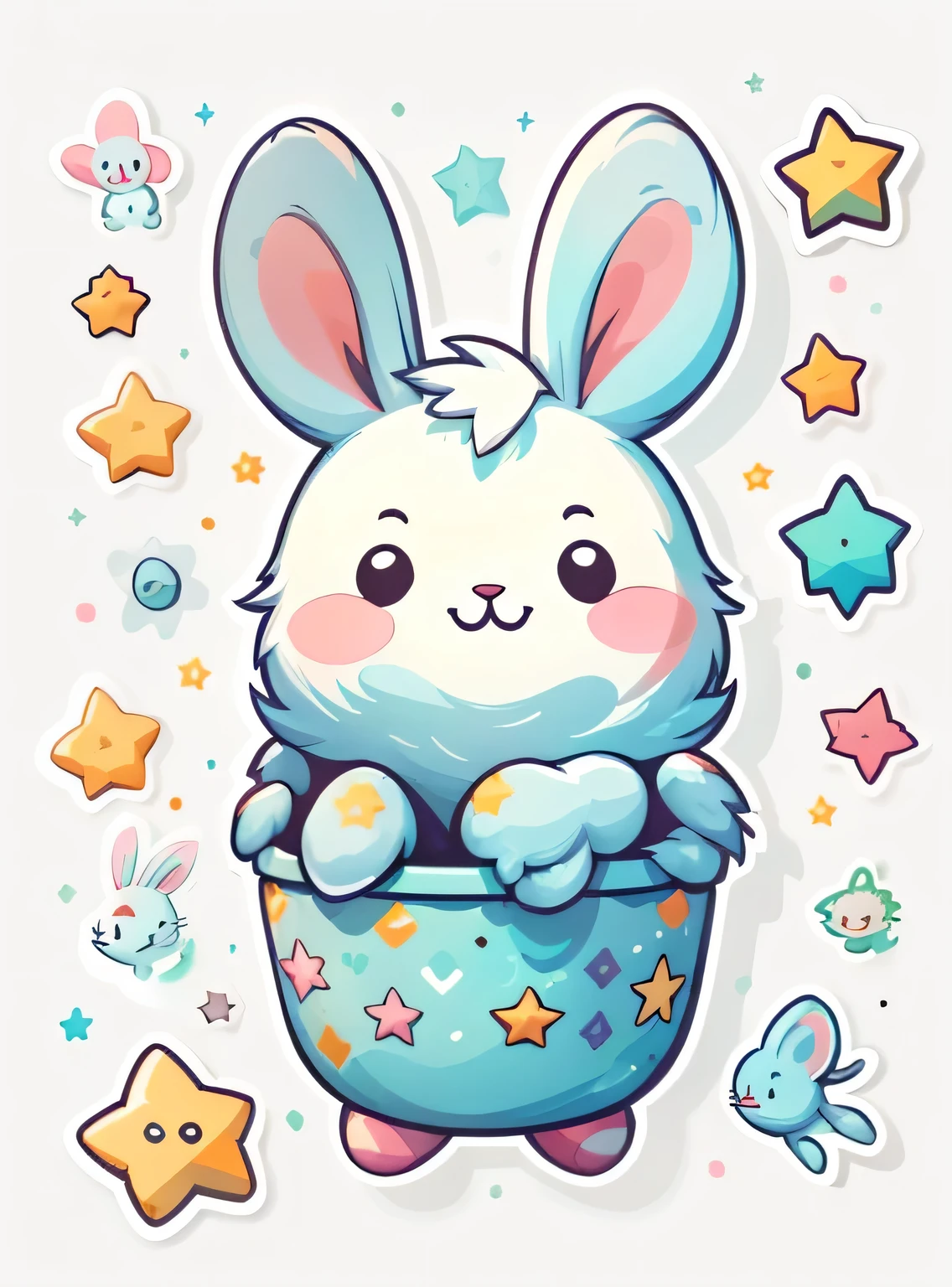 1 adesivo, adesivo, (Bonitinho, easter), estrelas, fundo branco, sem fundo, fundo simples, minimum, Bonitinho, pequeno, cor pastel, estilo vetorial, sem gradiente,