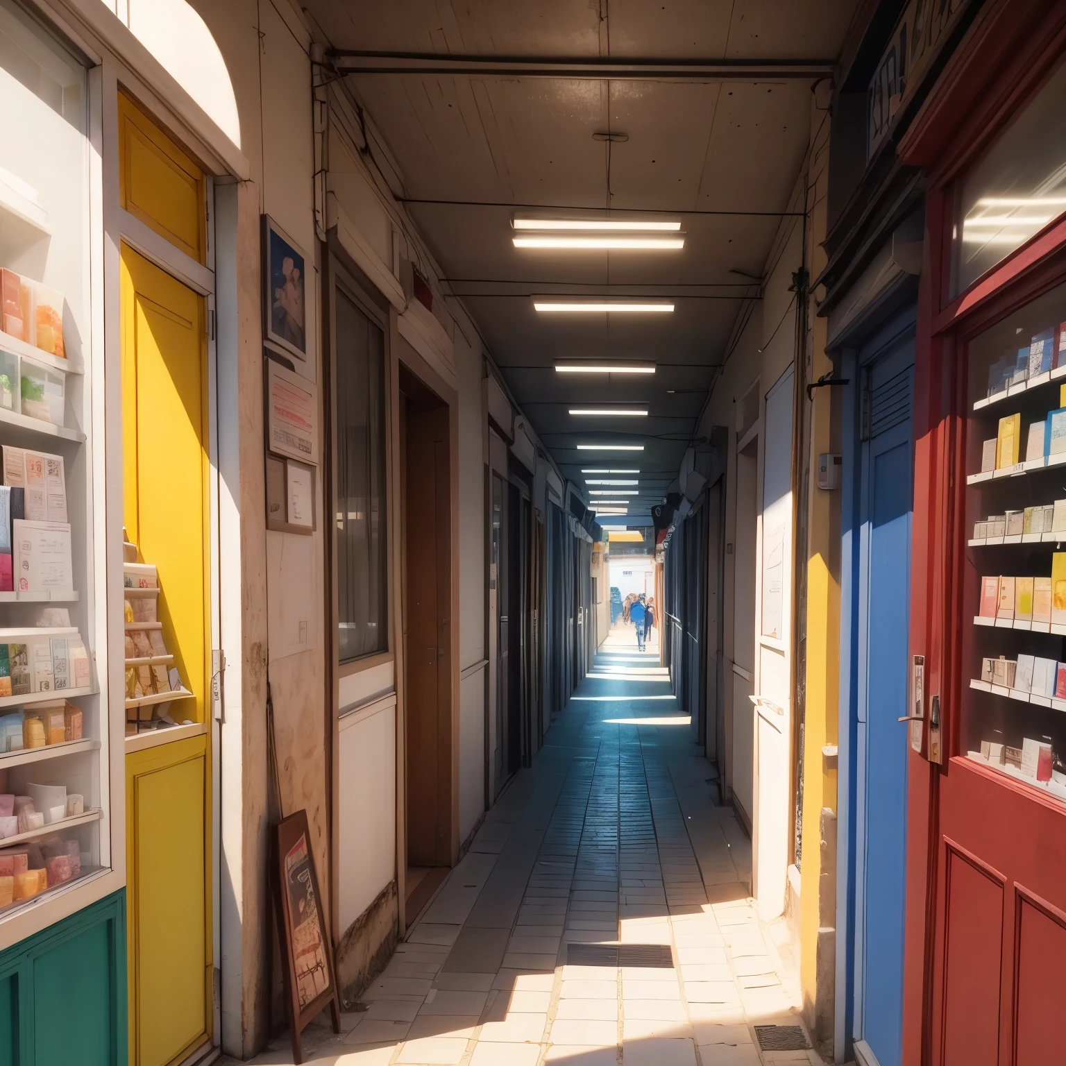 Uma aquarela e um pincel, num fundo colorido, como se fosse um comercial de loja de artes