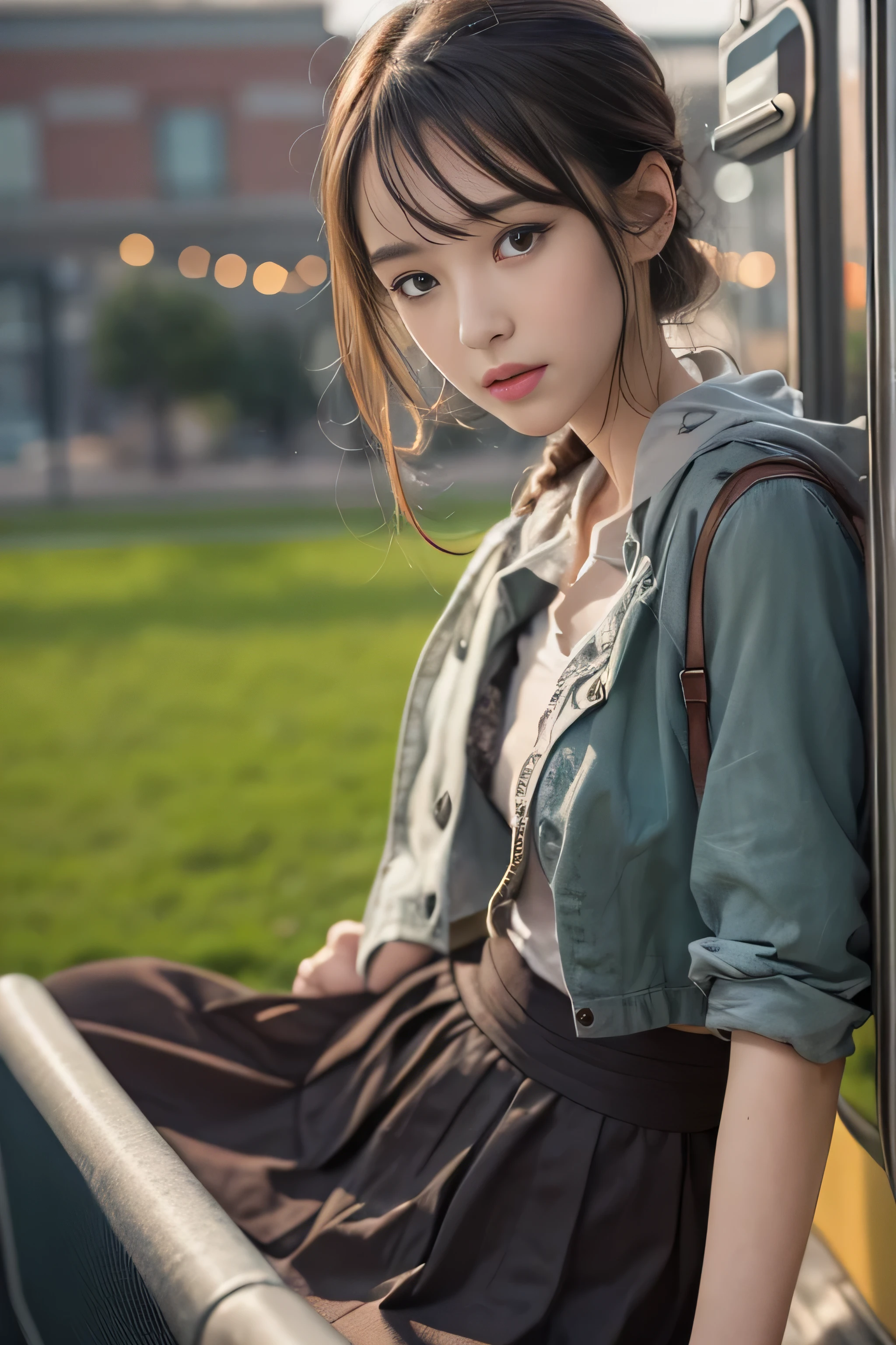highest quality、High resolution、Super detailed、masterpiece、(Live shooting:1.5)、genuine:1.5、photogenuineistic:1.5、very delicate and beautiful、small details、1 female、(late 20s:1.2)、(super beautiful)、(beautiful face:1.5)、(detailed face:1.5)、There is a sad and open leather cover、That person in your high school graduation photo has kind eyes..、I was swept away by the crowd、It's changing、The path under the swaying willow、Now it can only be seen from the train、You are my youth