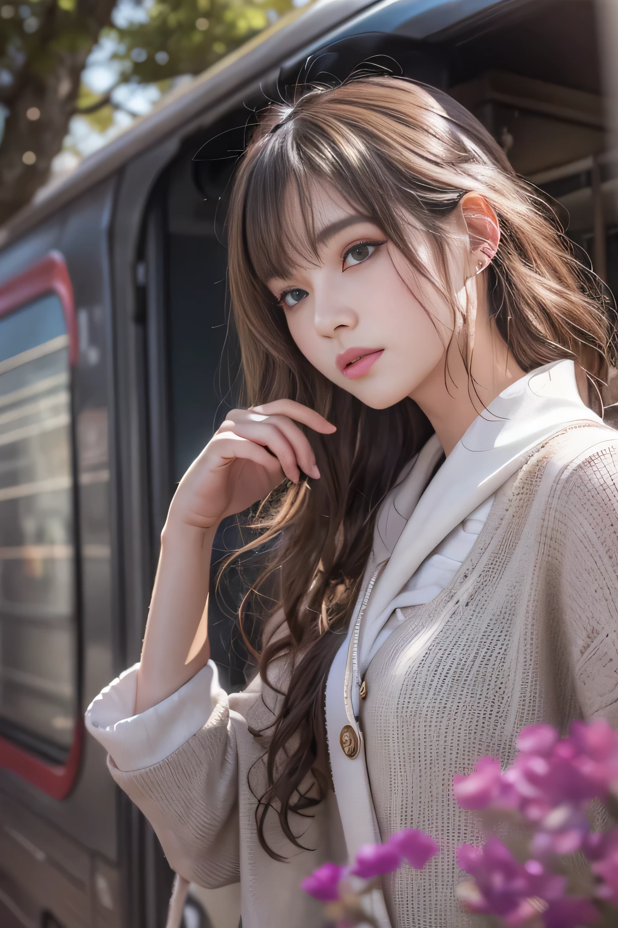 highest quality、High resolution、Super detailed、masterpiece、(Live shooting:1.5)、genuine:1.5、photogenuineistic:1.5、very delicate and beautiful、small details、1 female、(late 20s:1.2)、(super beautiful)、(beautiful face:1.5)、(detailed face:1.5)、There is a sad and open leather cover、That person in your high school graduation photo has kind eyes..、I was swept away by the crowd、It's changing、The path under the swaying willow、Now it can only be seen from the train、You are my youth