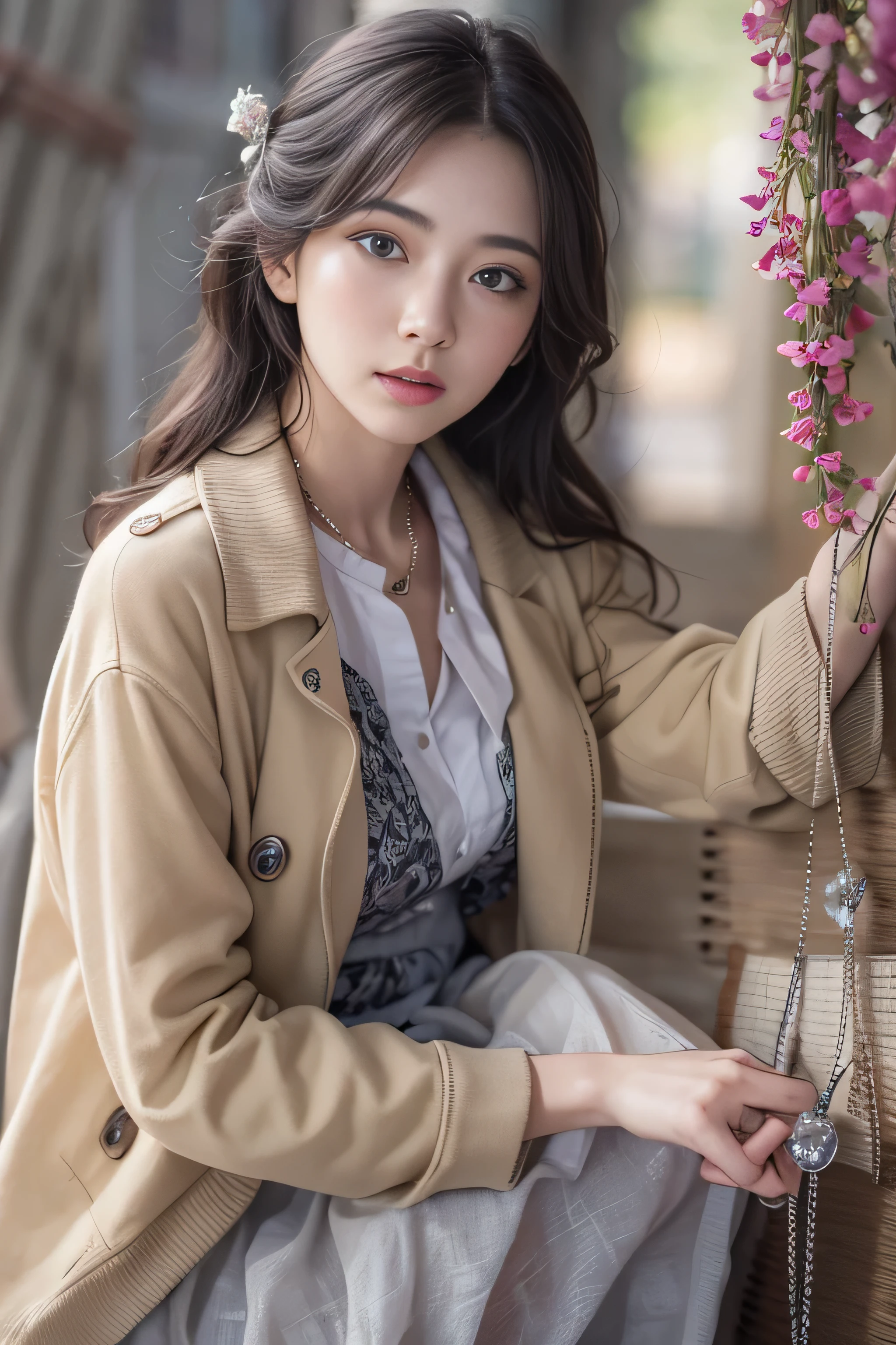 highest quality、High resolution、Super detailed、masterpiece、(Live shooting:1.5)、genuine:1.5、photogenuineistic:1.5、very delicate and beautiful、small details、1 female、(late 20s:1.2)、(super beautiful)、(beautiful face:1.5)、(detailed face:1.5)、There is a sad and open leather cover、That person in your high school graduation photo has kind eyes..、I was swept away by the crowd、It's changing、The path under the swaying willow、Now it can only be seen from the train、You are my youth