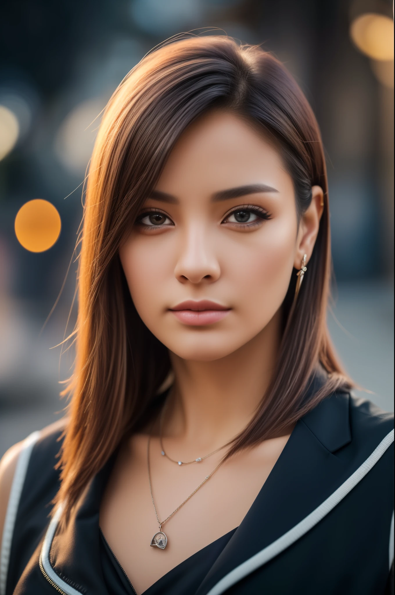 More about super beauties, Half Body Portrait, short bright red disheveled hair, Black eyeshadow, (street style wear:1.2), (City Background:1.2), Dark makeup, Digital Art, Trending on ArtStation, highly Detailed, Fine detail, Convoluted, beautiful Detailed glow, Detailed, Cinematic Light, hight resolution, Detailed facial features,Sharp Focus, Smooth, Aesthetic,