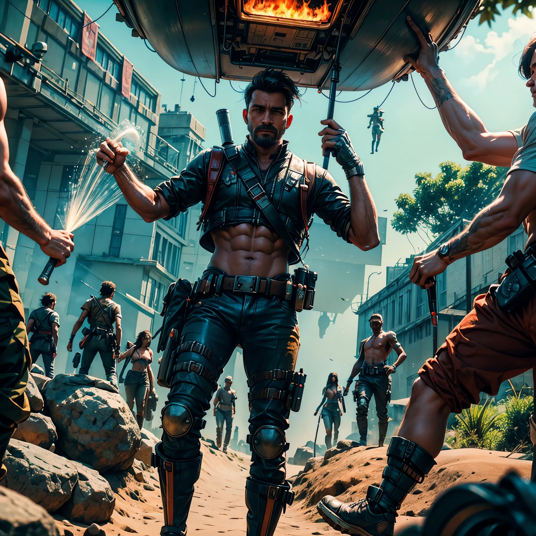 A man guards his family from the cannibals during the Madras famine of 1877 at the time of British Raj, India, unrealengine5 ultra Cinamatic_sunlight ultra_high-definition Masterpiece deep path equirectangular sand ultra_high-resolution dune meticulously intricate analogique ultra_photo-realistic ultra_high-quality ultra_high-details optimal accurate cgi vfx sfx reflex 3dcg max radiant vivid color-coded extreme improved Octane_rendered UHD XT3 DSLR HDR romm rgb pbr 3dcg fxaa blay fkaa txaa rtx ssao enhanced ultra_sharpness Will-o'-the-wisp iota symmetrical walking dazzling 