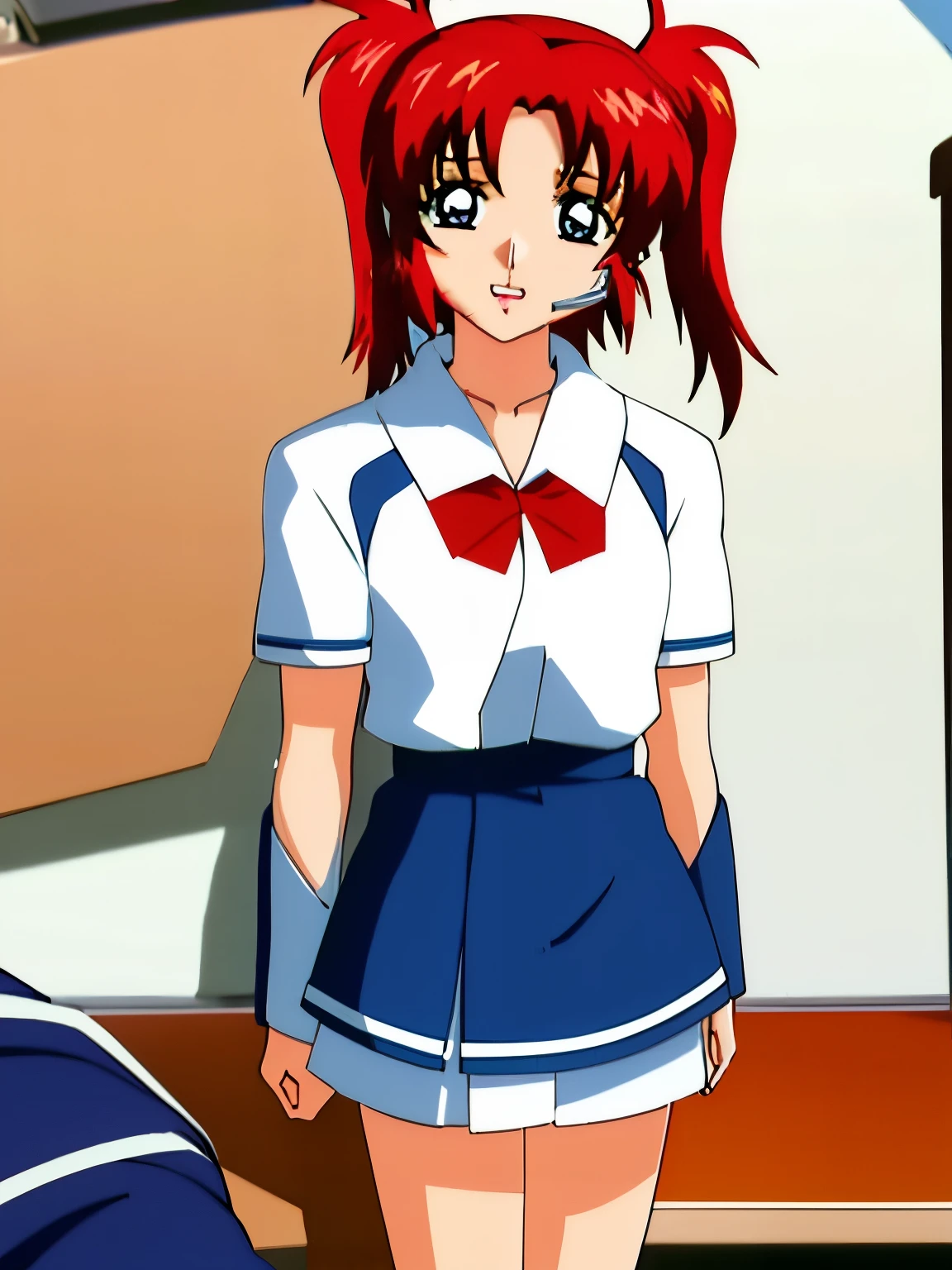 Highest image quality、real photos、real image、Mei Lin、Meilin Hawk、Anime girl in a blue skirt and white top poses for a photo, beautiful charming anime teen, Asuka's suit under clothes!, seductive anime girl, Aya Takano color style, anime girl named lucy, in a dress, attractive anime girl, rei hiroe, naughty anime style, color manga, bottom corner, sayori, color mangaのスキャン
