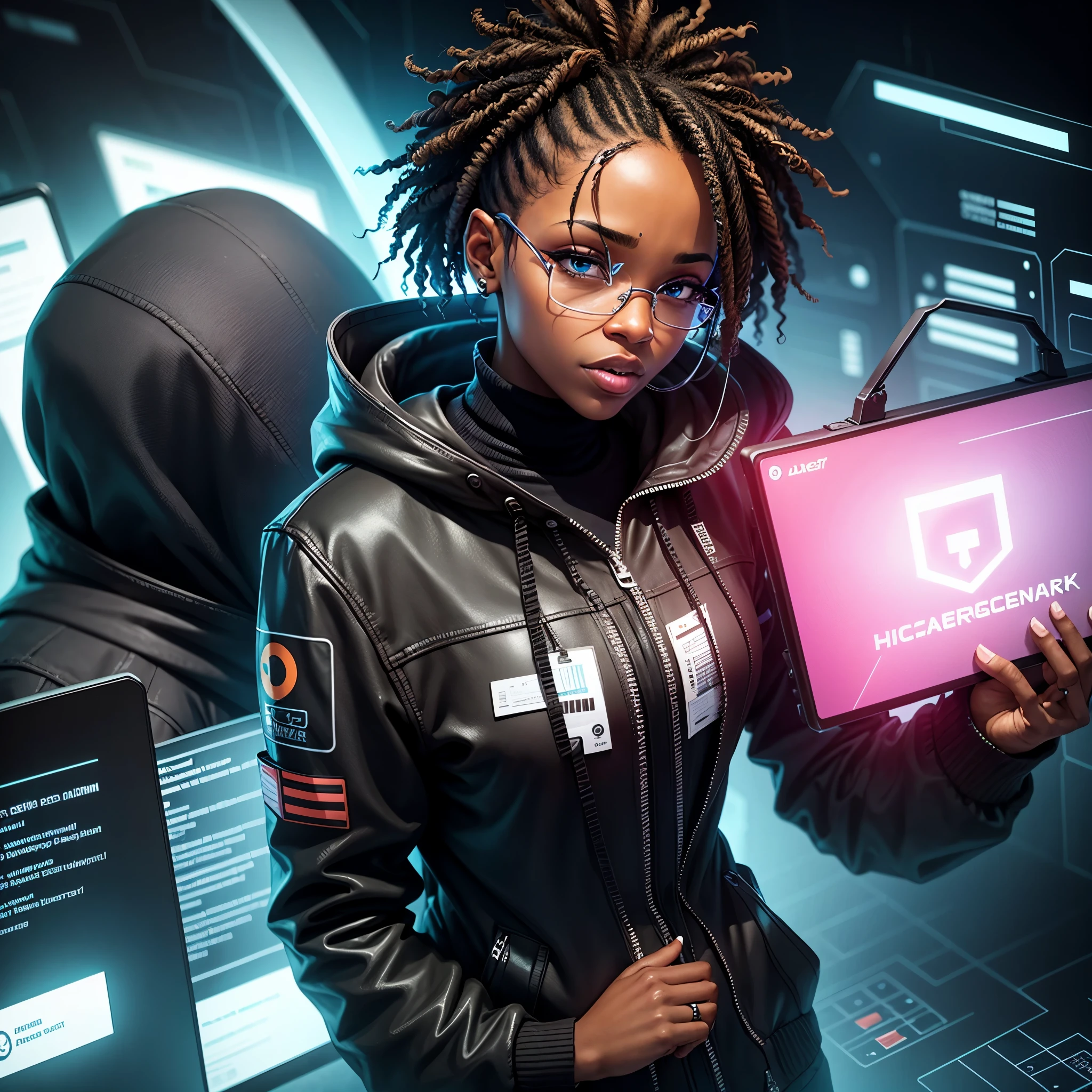 A black woman hacker talking about cybersecurity