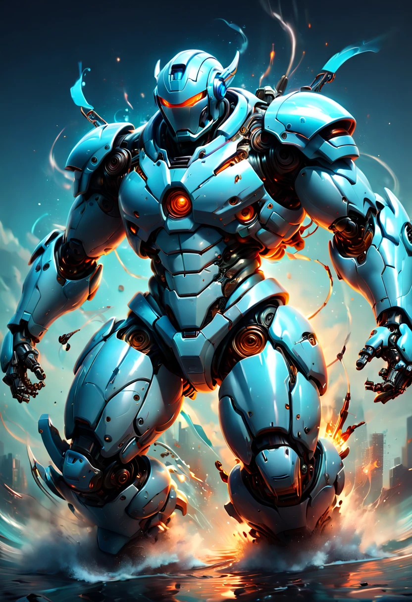 Mecha by Cyril Rolando, Motion Blur, best composition, (best quality, masterpiece, Representative work, official art, Professional, Ultra high detail, 8k)
