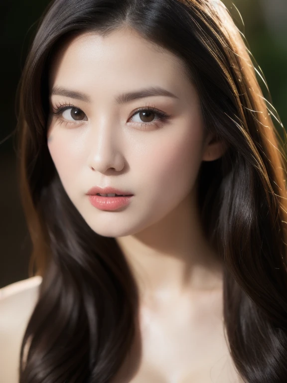 (realistic、masterpiece、Best Quality、8K、highres、high resolution:1.3)、1 girl、Big breasts、white bikini、looking at viewers、super fine face and eyes、long hair、 exposed cleavage、upper body、
