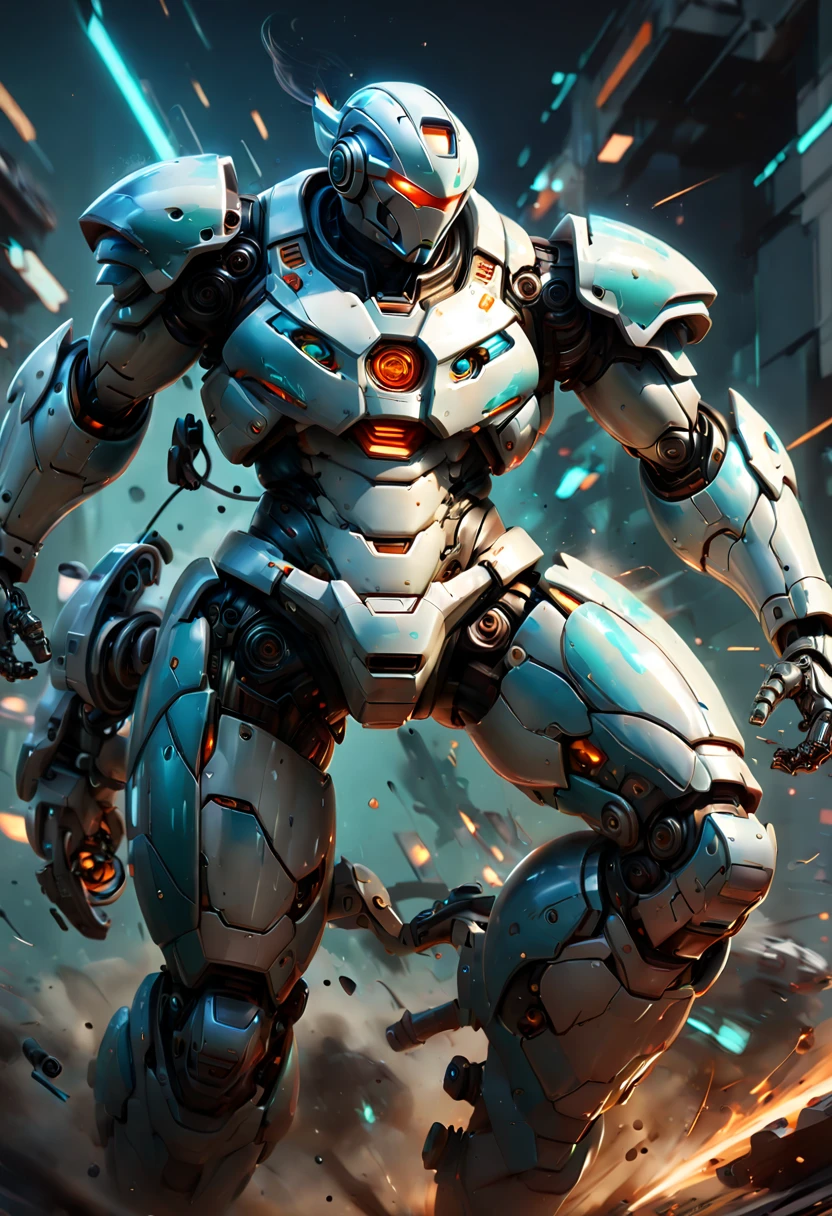 Mecha by Loish, Motion Blur, best composition, (best quality, masterpiece, Representative work, official art, Professional, Ultra high detail, 8k)