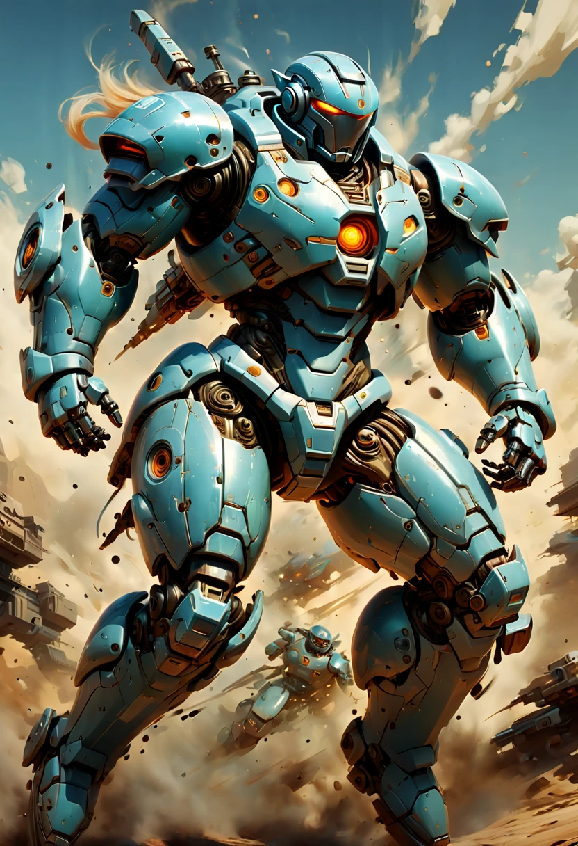 Mecha by pascal blanche, Motion Blur, best composition, (best quality, masterpiece, Representative work, official art, Professional, Ultra high detail, 8k)