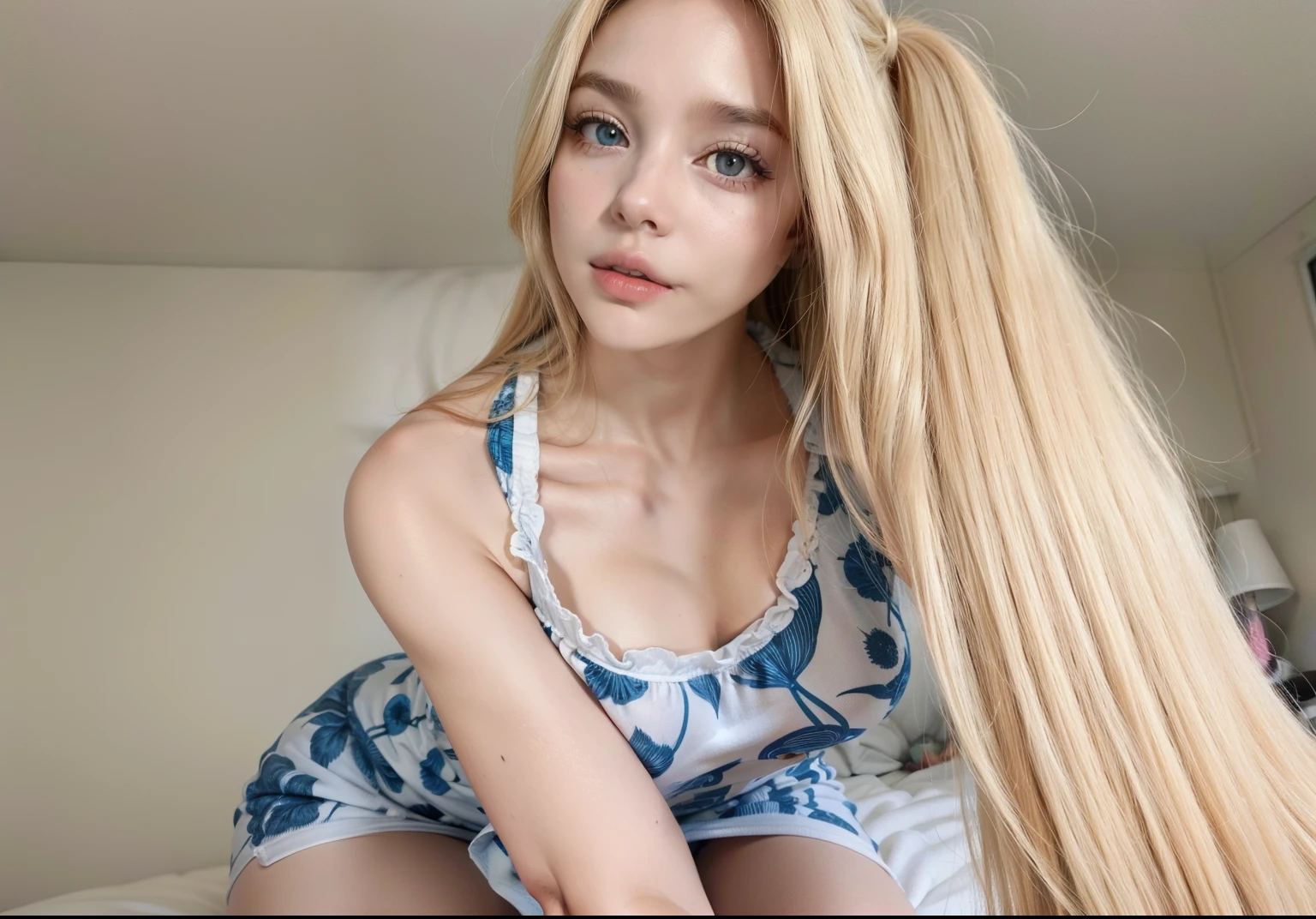 blond haired woman com longos cabelos brancos sitting on a bed, deusa loira, com longos cabelos loiros, amoranto, longos cabelos loiros e olhos grandes, longos cabelos loiros e olhos grandes, Bela Delfina, ava max, com cabelos longos brancos, longos cabelos loiros e olhos azuis, retrato de Kim Petras, com longos cabelos brancos, garota de cabelos brancos perfeita