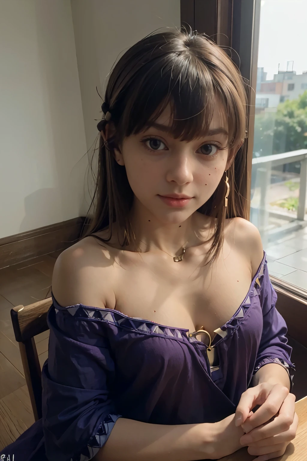 Beautiful young girl, Sera from yugioh, cute face, blushing, indifferent look, tanned japanese girl, amber eyes, golden hair decorations, bareshoulder outfits,  girl with bust, upper body portrait, sexyposture, ((8K 、RAW photos、top-quality、tmasterpiece)、 Film Grain、High Detail RAW Color Photo Professional Photo、(hentail realism、Photorealism:1.37)、(top-quality)、(Best shadows)、(The best illustrations)、 8k wallpaper、physically-based renderingt、Cinematic lighting)，