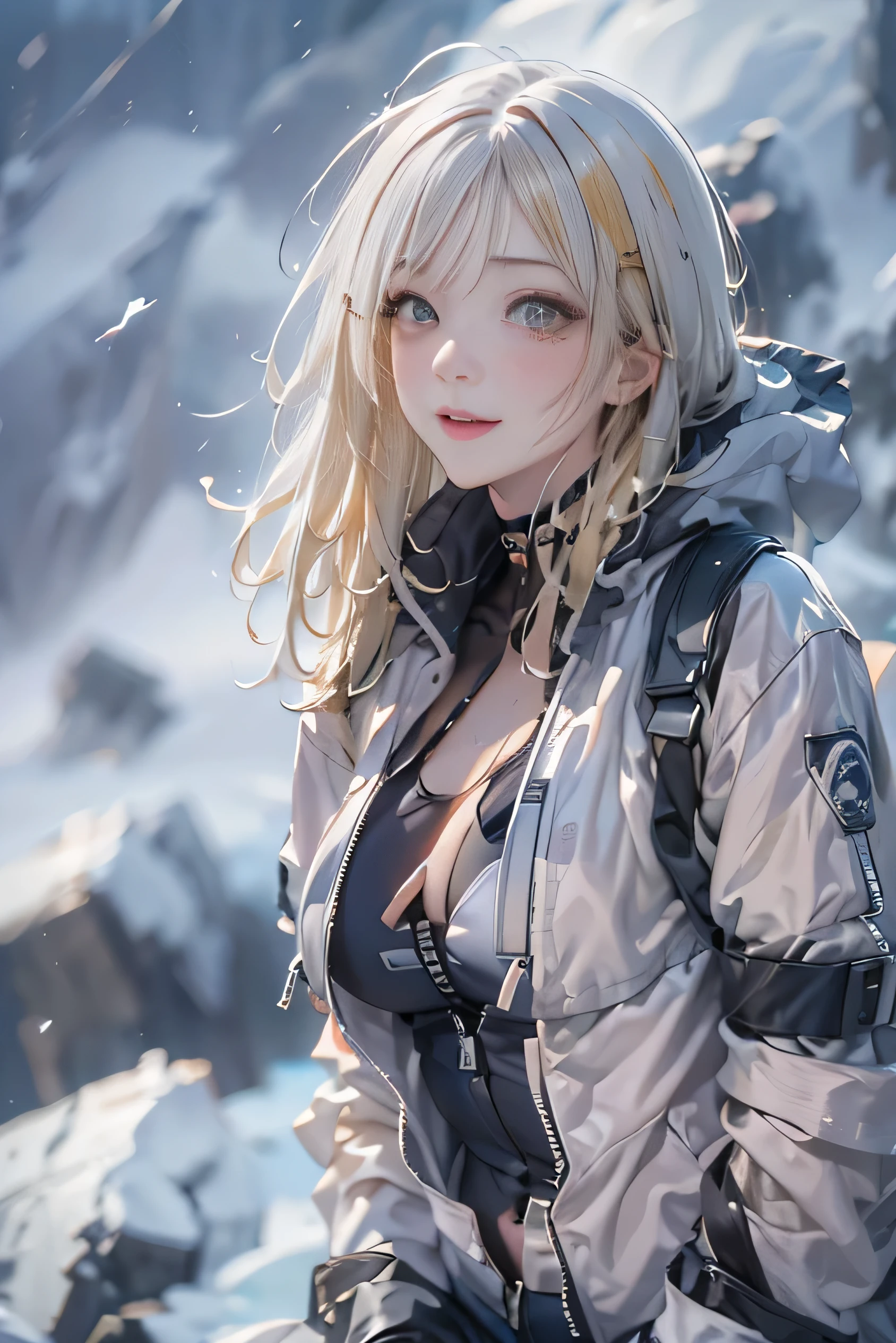 (photorealistic:1.5, highest quality,masterpiece,High resolution,muste piece),(sony a7, 35mm lens, f1.8, film gain),snow mountainに立つ1人の23歳の女性,cyber punk,(Red Slingshot Swimsuit:1.5,Down jacket:1.3,choker), beautiful skin, (looking at the camera:1.2),(Photo seen from below:1.3),(Medium Hair:1.2,bright blonde:1.5), expression( Impish Smile:1.3,blushing:1.3),Pause( Seductive pose:1.5),background(snow mountain:1.5,ruins,apocalyptic world),(Medium chest,slender, abs:1.2), (Underwear visible through clothing),(Butt visible through clothes),(detailed perfect face:1.9),normal hands:1.5,normal finger:1:5,normal feet:1.5,(cameltoe)