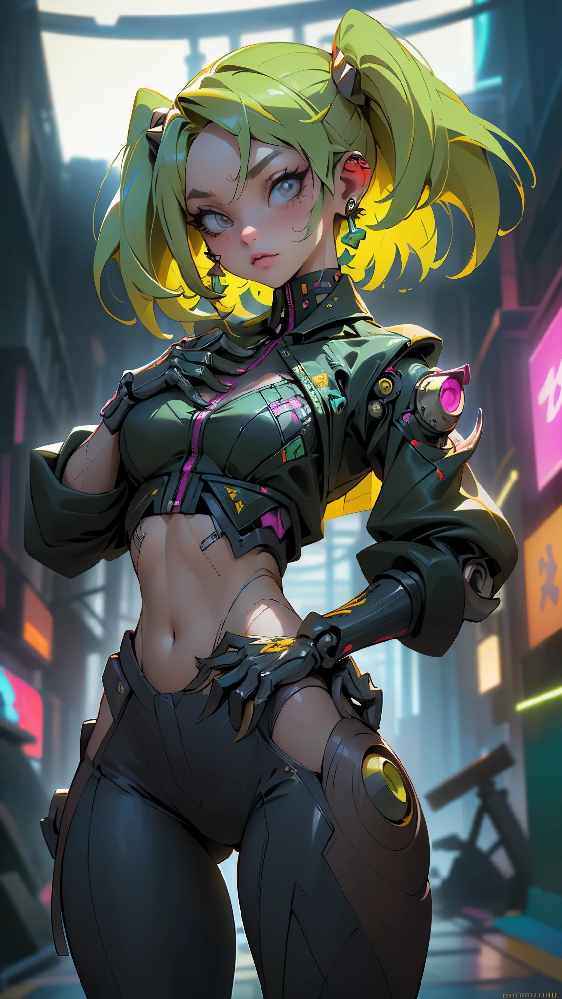 (La mejor calidad,A high resolution,Ultra - detallado,actual),Ariana Grande , retrato, (Superchica zombi de DC:1.4 ) , (biomech yellow :1.4 ) , robot complejo, crecimiento completo, Hyper realistic, crazy little details, extremely clean lines, (ciberpunk aesthetic) , (obra maestra presentada en Zbrush Central) , brutalist gothic cathedral, ciberpunk, foto premiada, bokeh, neon lights, cyber member, (pose vaquero) ,More detailed 8K.motor irreal:1.4,UHD,La mejor calidad:1.4, fotorrealista:1.4, textura de la piel:1.4, obra maestra:1.8,obra-prima, mejor calidad,objeto Objeto], (detailed face features:1.3), (chemical laboratory ruins background:1.4 ), (ciberpunk 2.1), (convexo dedos detallados), (Perfect anatomy), (hermosos ojos azules),( lingerie yellow) 