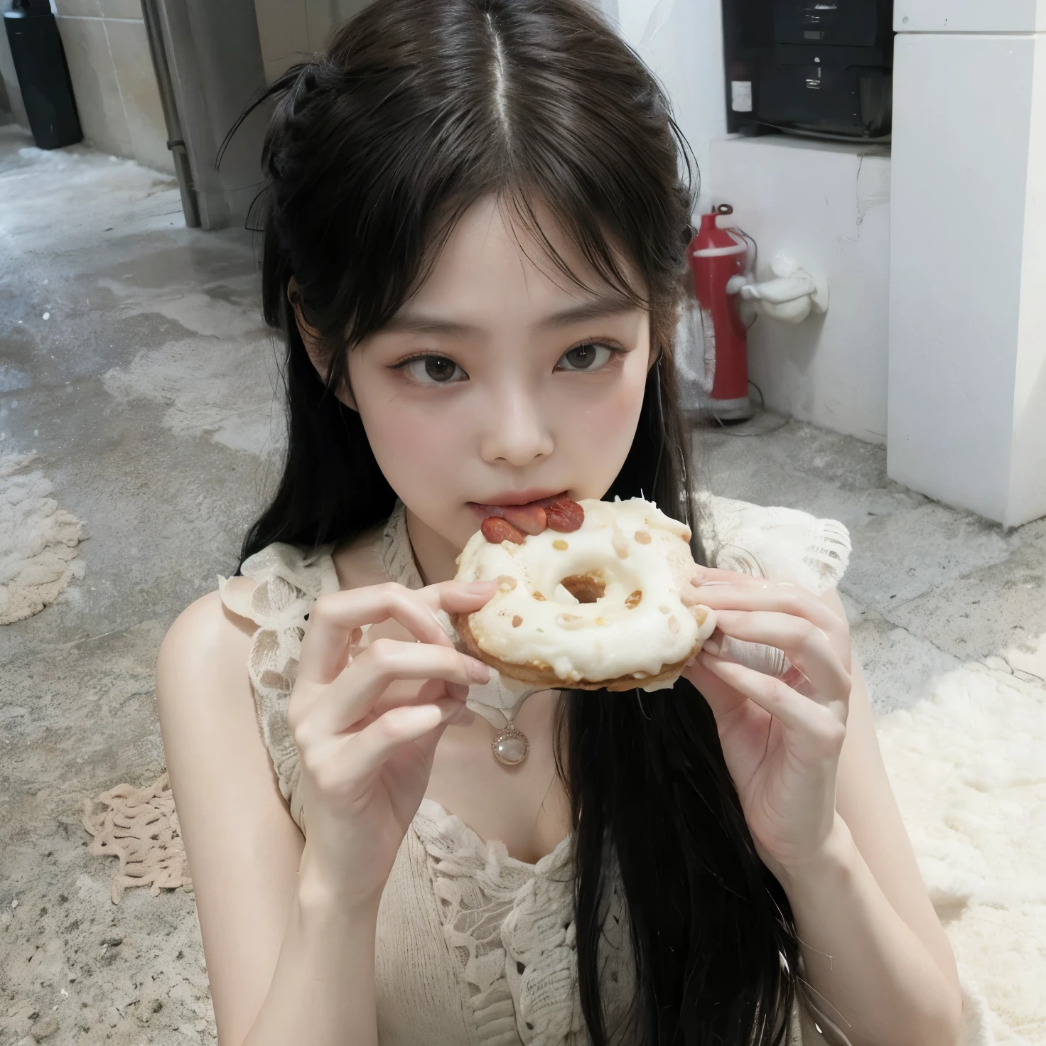 jennie kim face com rosquinha