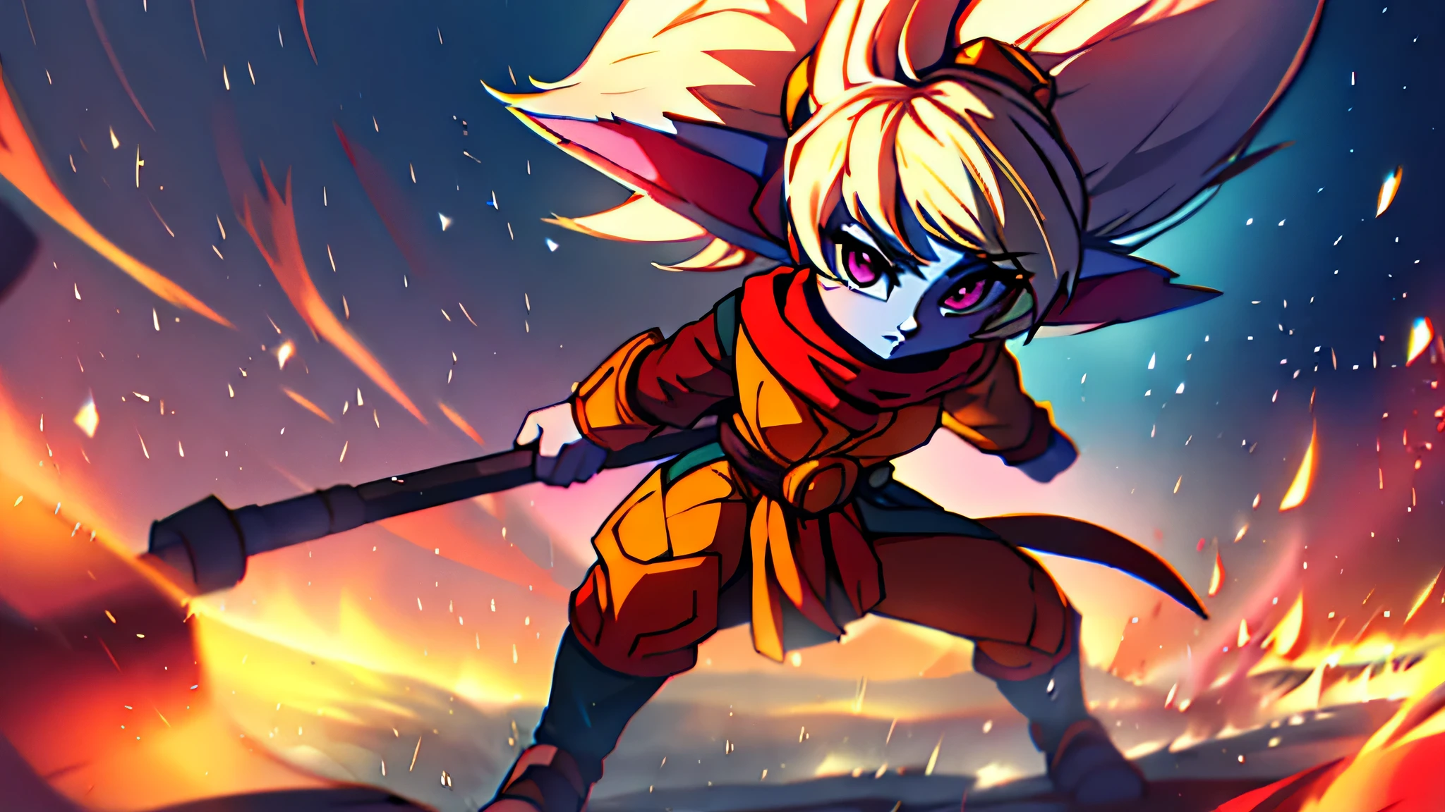 Poppy vestida como Goku, o personagem de Dragon Ball