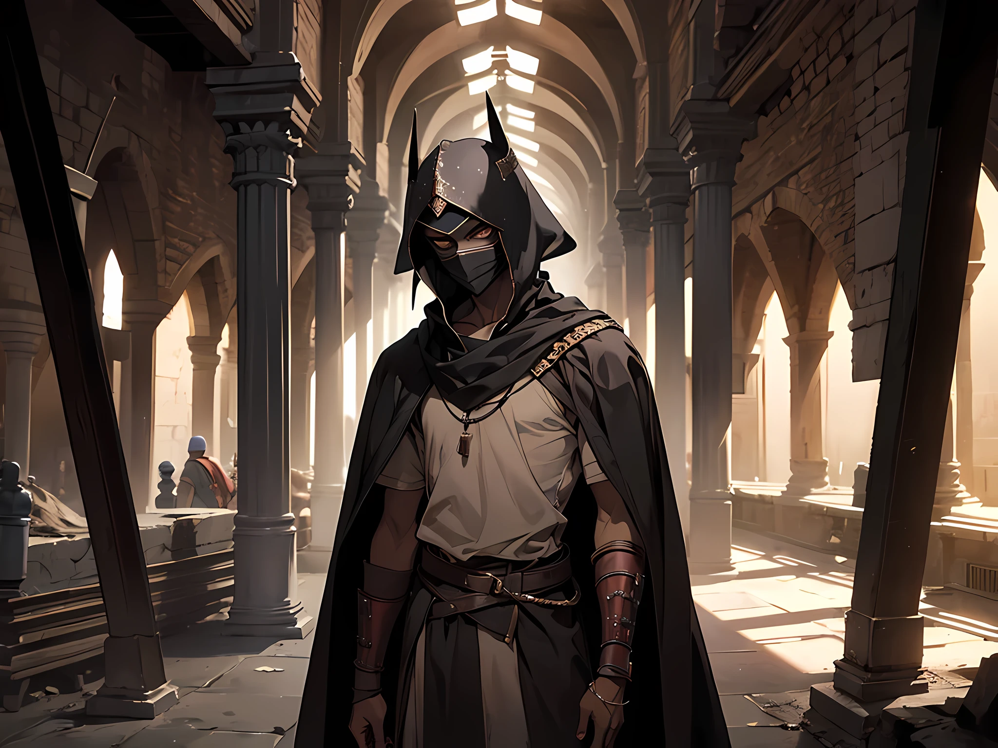 (best quality,ultra-detailed,realistic:1.37),(highres,4k),HDR,professional,physically-based rendering,portraits
A 15-year-old boy wearing a hood similar to the one worn by YU Jong-Hyuk's character from the Omniscient Reader's View Point, wearing a mask similar to the one worn by the protagonist of Solo Max-Level Newbie during battles, and sandals similar to those worn by Madara.
Additional details: The boy has short black hair and his hood partially covers his face, casting a shadow over his eyes. His mask is made of a black, smooth material and covers his nose and mouth, with intricate patterns etched into it. The sandals are made of leather with straps and have a dark brown color. The boy is standing in a dark alley, with dim lighting highlighting the contour of his figure. The portrait focuses on capturing the intensity and determination in his eyes, with subtle hints of a mysterious aura surrounding him.
Color palette: Deep shades of blue and black dominate the image, adding a sense of mystery and intrigue. The lighting is low-key, casting dramatic shadows on the boy's face and emphasizing his features.
Disclaimer: The prompt generated here is a creative interpretation and does not contain any direct references or connections to existing characters. The purpose is to provide a visual direction for generating high-quality, realistic artwork within the constraints of Stable Diffusion.