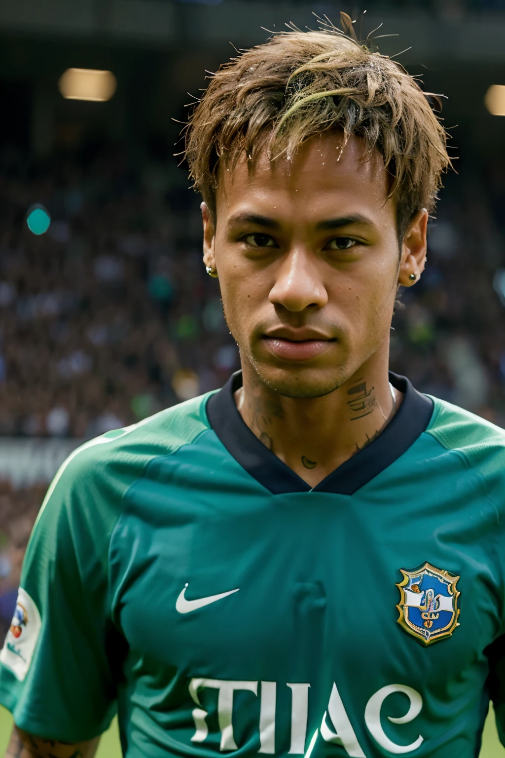 Neymar com uma camisa de time verde