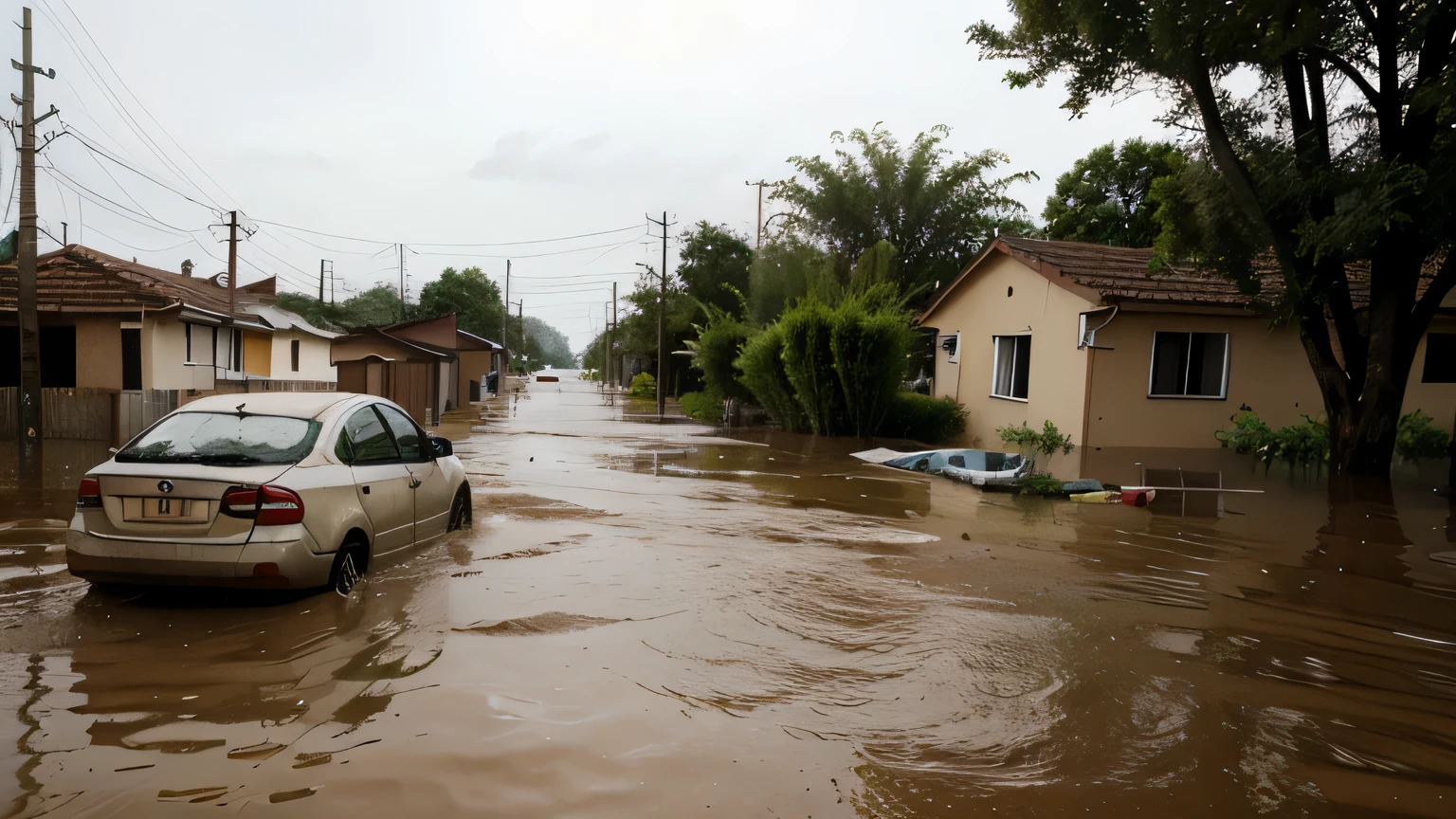 floods washed away houses and cars