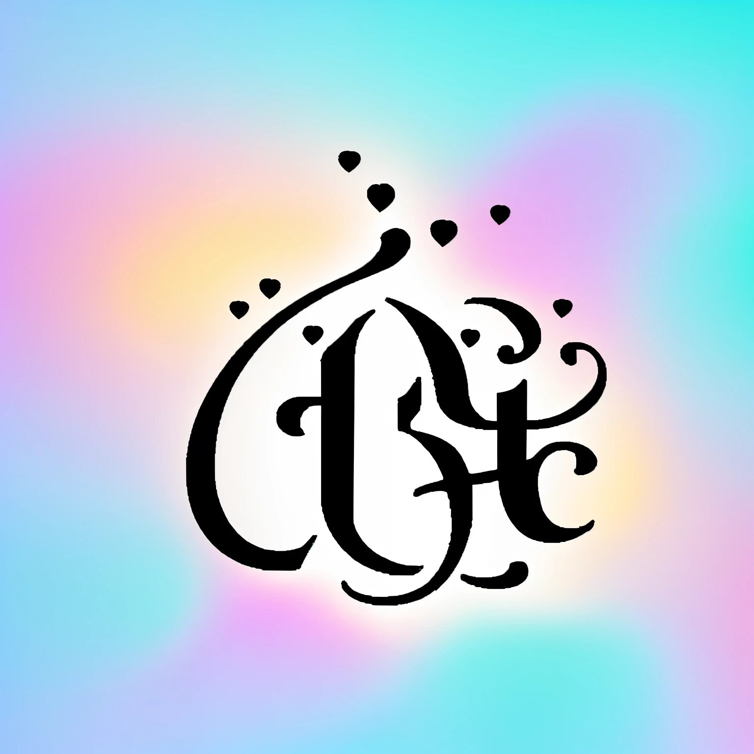 new font design, cute, ahoge, iridescent