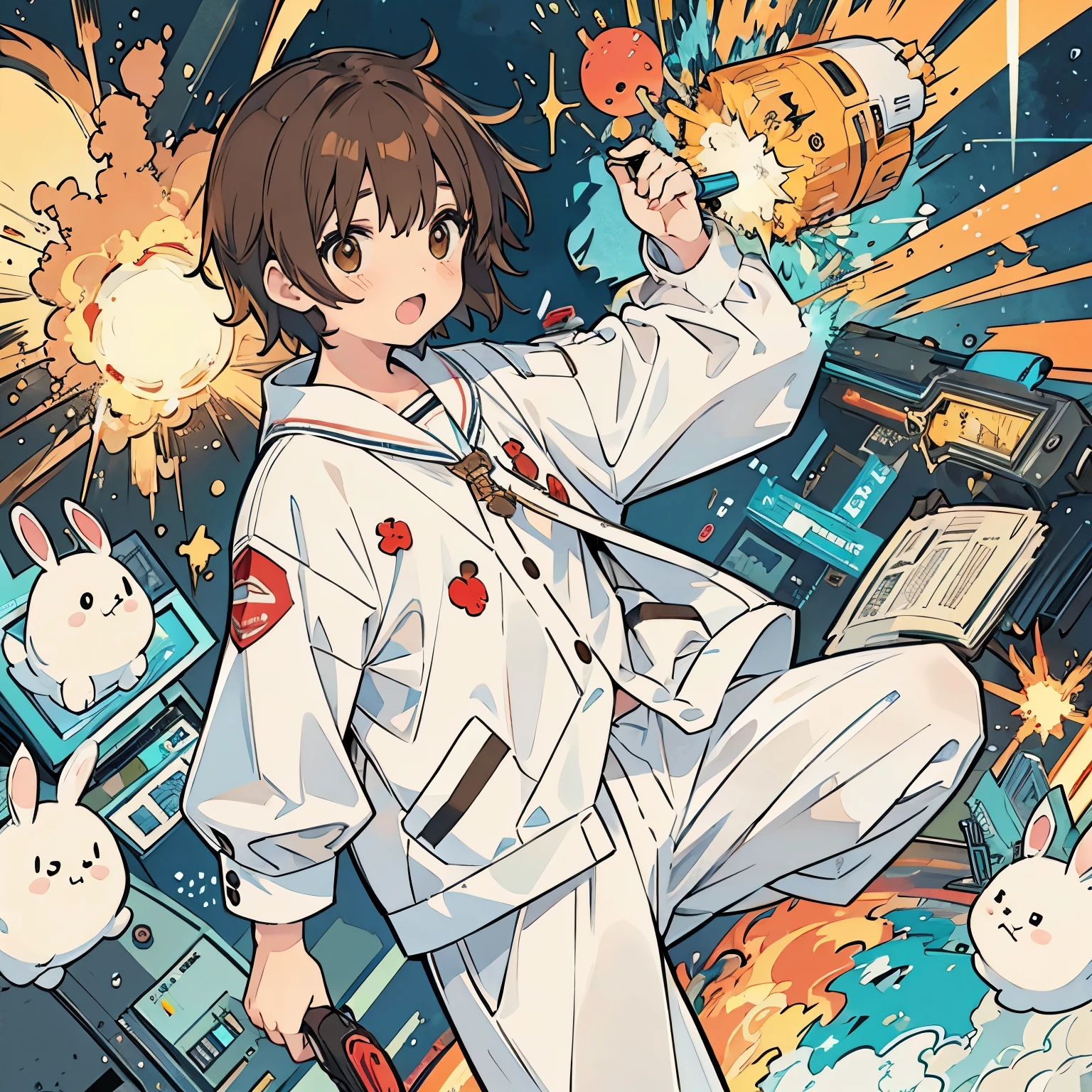 holding a screwdriver, exploding,