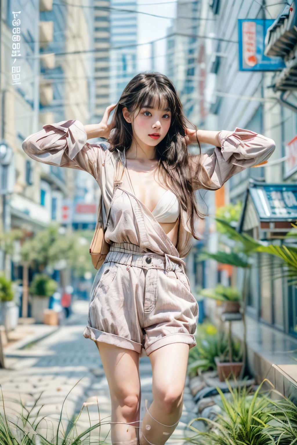 masterpiece、highest quality、cinema、(Detailed both eyes)、(cute japanese woman、bangs:1.3)、23 years old、1 girl、elegant、black hair、(auraroid photo:1.2)