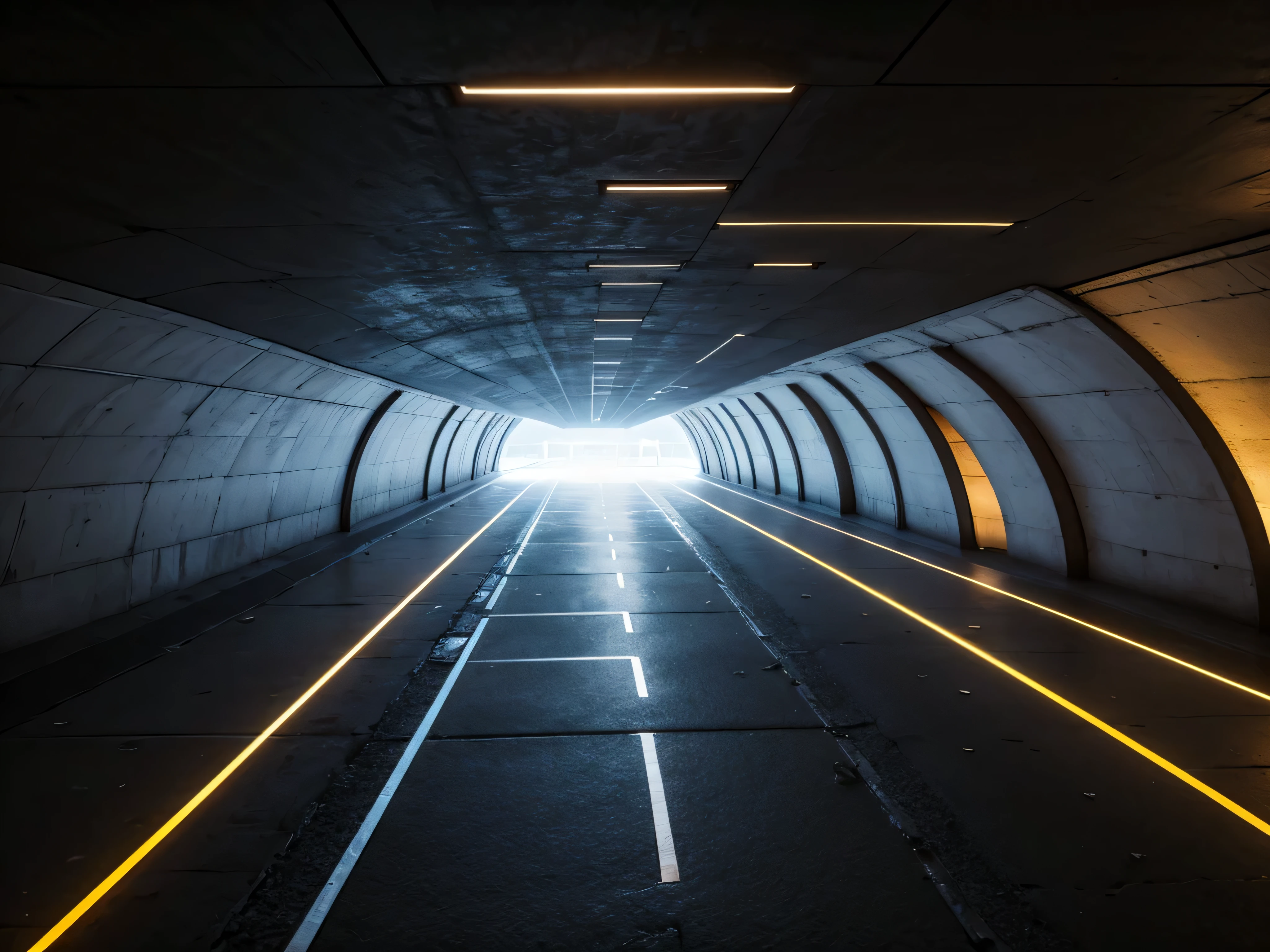 drone flying on empty underground background with lighting with space for text or product.IA generativa